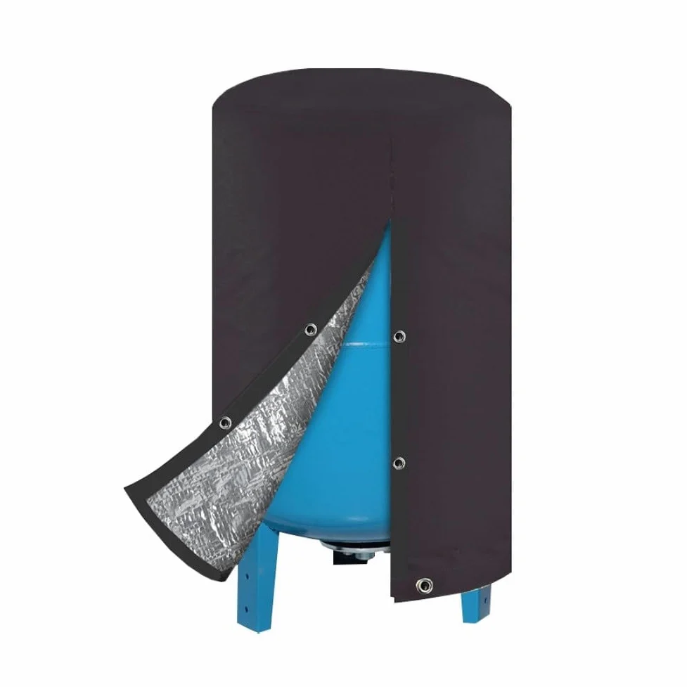 Cubierta redonda de aislamiento para tanque de presión, 61 x 86 cm, resistente a la intemperie, tela Oxford, protector de bomba para pozo de agua, color negro