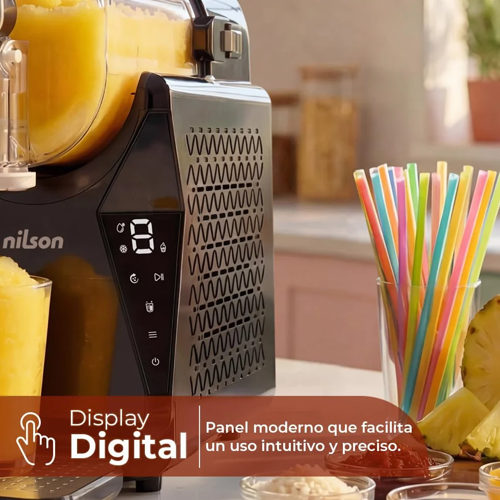 Máquina Granizadora, Heladera y Enfriadora de Bebidas, Ice Cream Maker, 10 Niveles para Granizados Bebidas Frías y Helados en Casa, Capacidad 1,5L, 5 Modos de Funcionamiento, Display LED