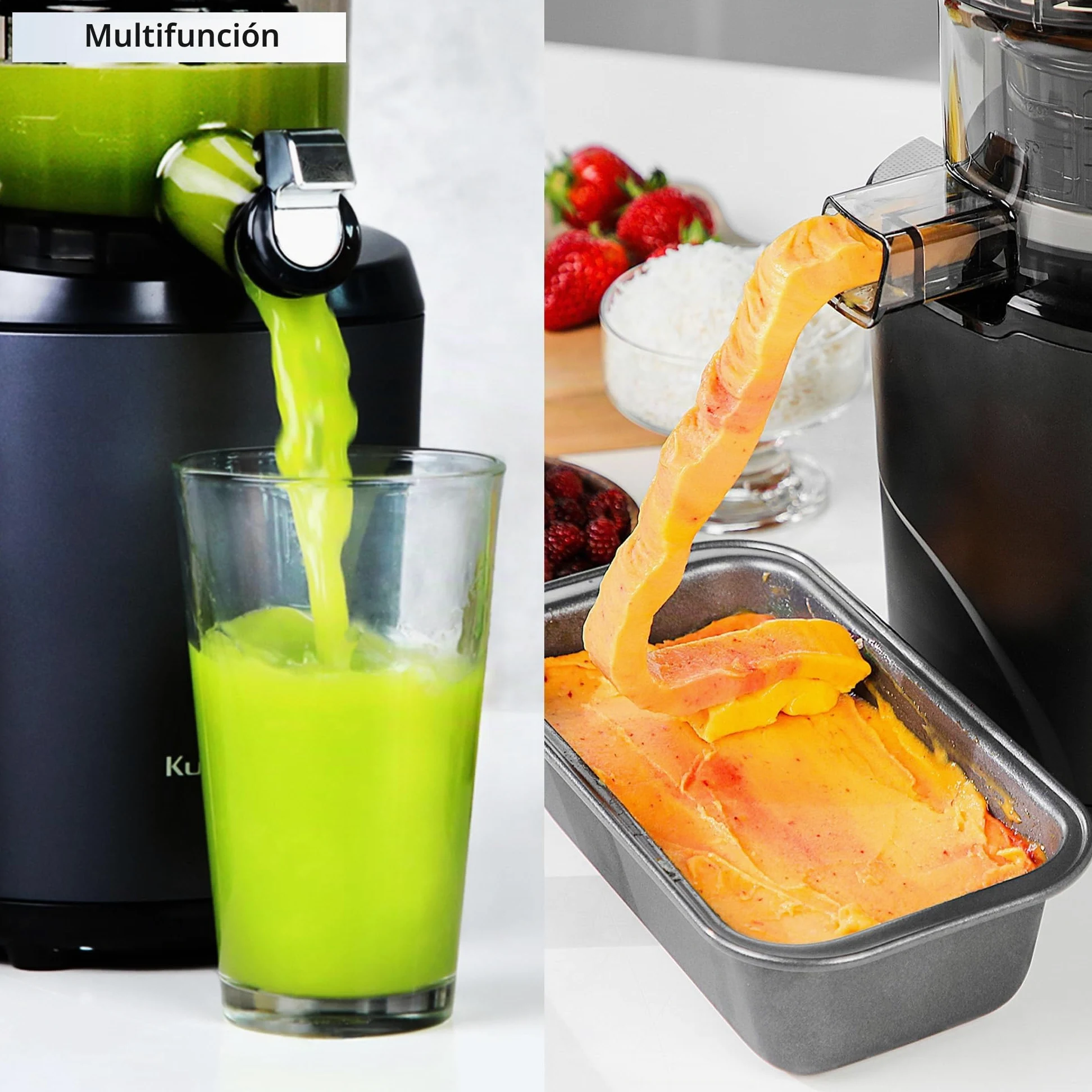 Kuvings Extractor AUTO8, exprimidor y licuadora - Lenta y fácil de limpiar, capacidad 2L, motor de 200 W ideal para frutas, verduras y smoothies.(Negro)_KHS-860SE