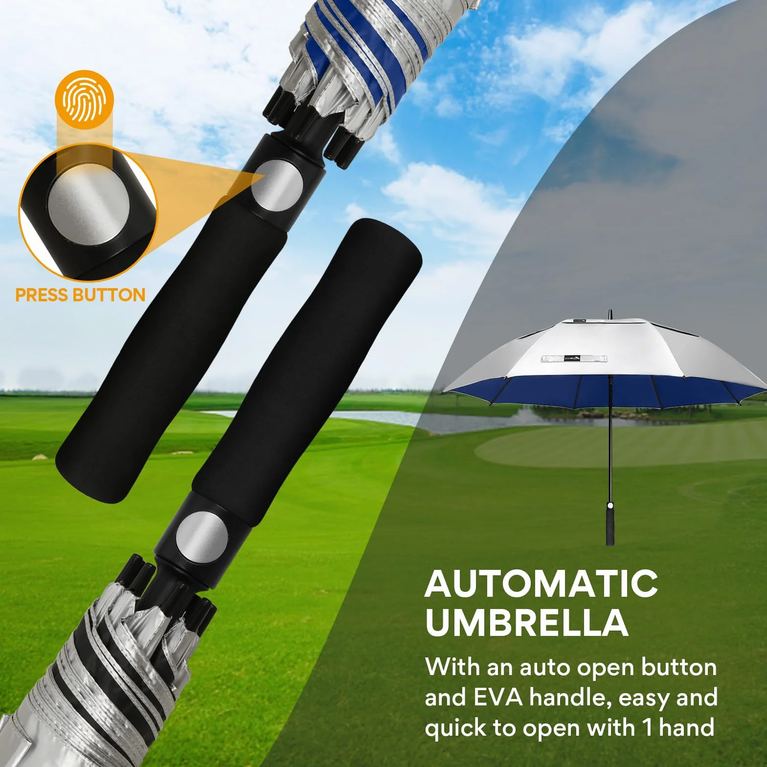 ZOMAKE Paraguas de Golf 157cm XXL Automático UV Protección Doble Toldo