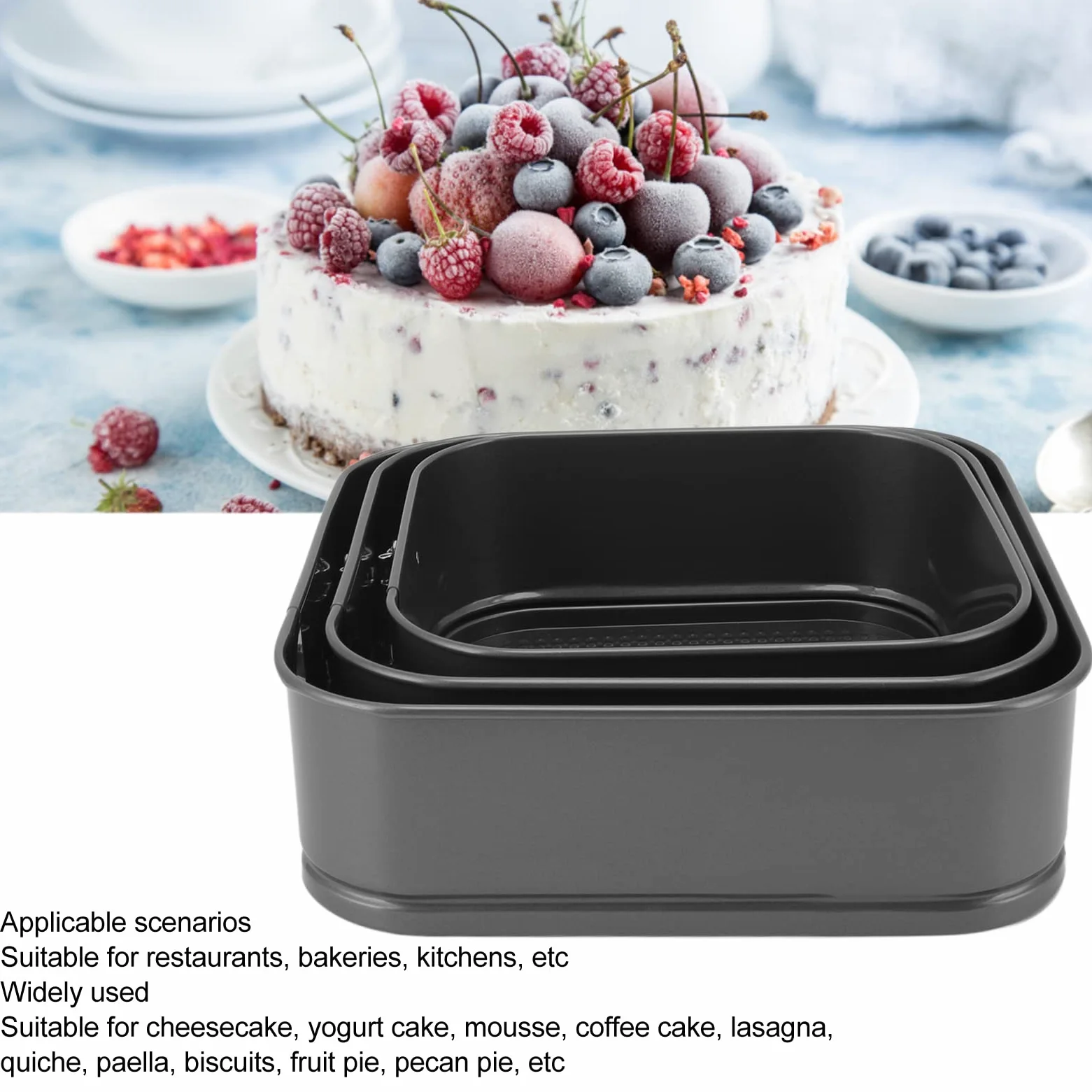 3Pcs Springform Pan, Leakproof Nonstick Cheesecake Pan with Stainless Steel Spring Buckle, Springform Cake Pan with Removable Bottom for Cheesecake Pizza Bread (24/26/28)