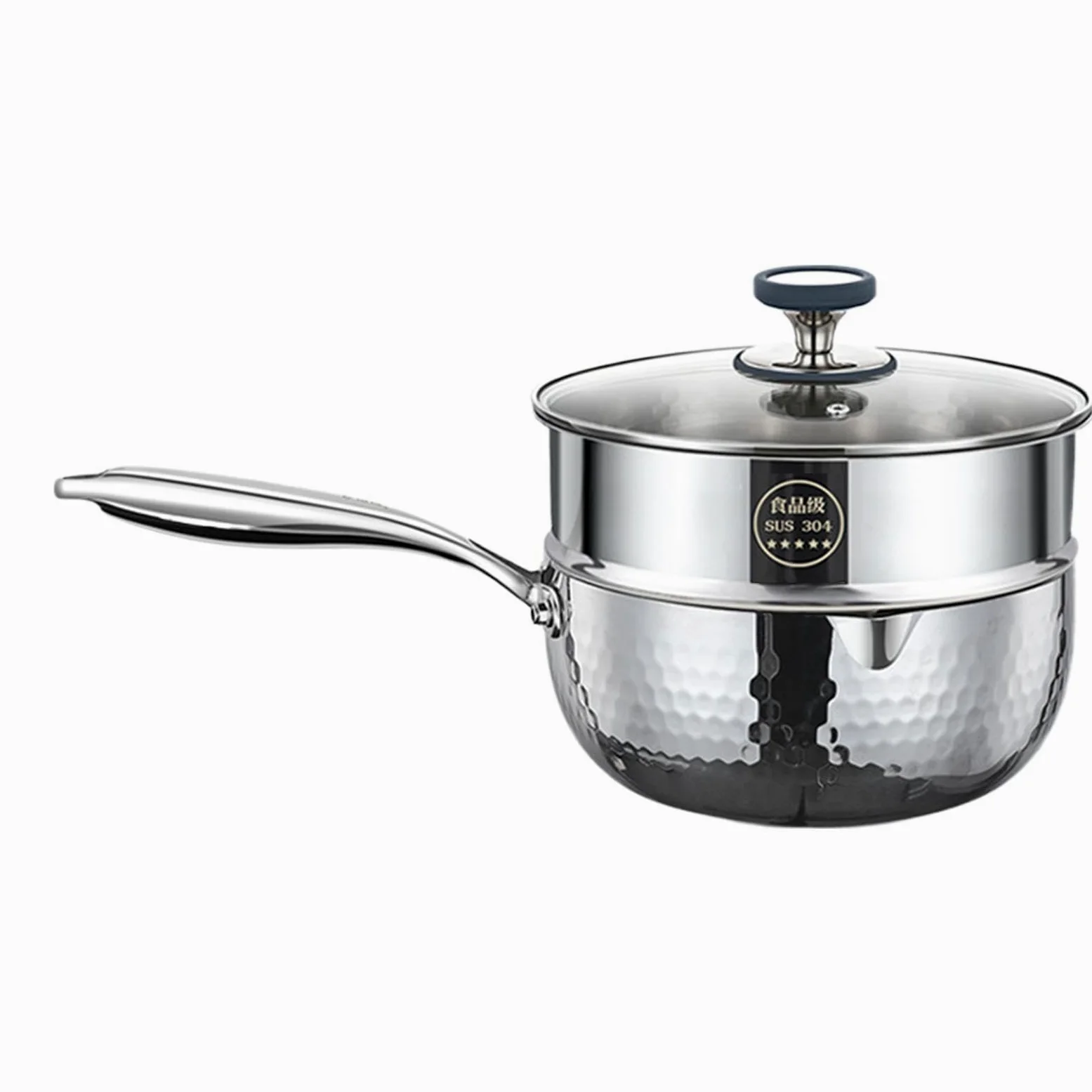 Cazo De Salsa Recipiente de Acero Inoxidable con Asa y Pico Vertedor | Cazo Pequeño Para Vapor Y Salsas Para Cocinar En Casa: Freír, Hervir, Cocer A Fuego Lento, Sopas Y Comidas Saludables