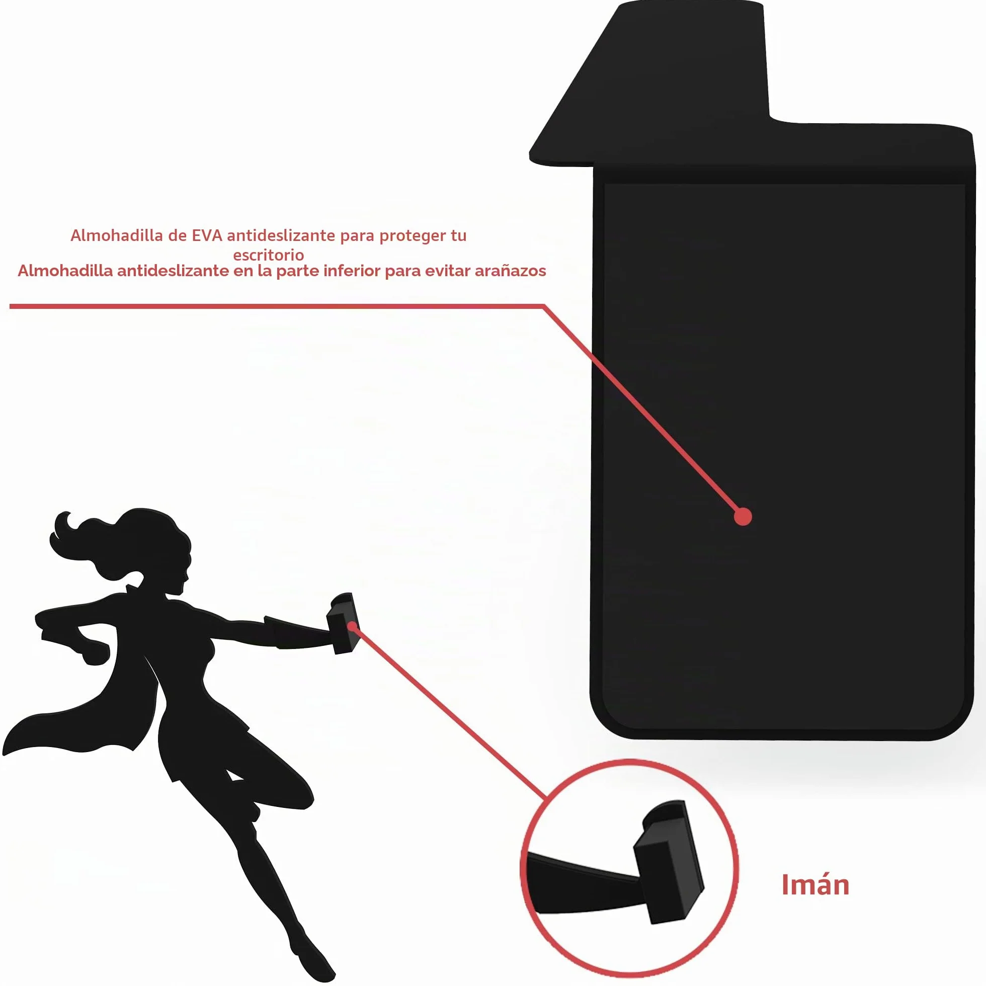 sujeta Libros |Supergal | Sujetalibros de superheroína metálico en Color Negro | Sujetalibros únicos | Regalos para Mujeres | Regalos para lectoras | Tope para Libros Original
