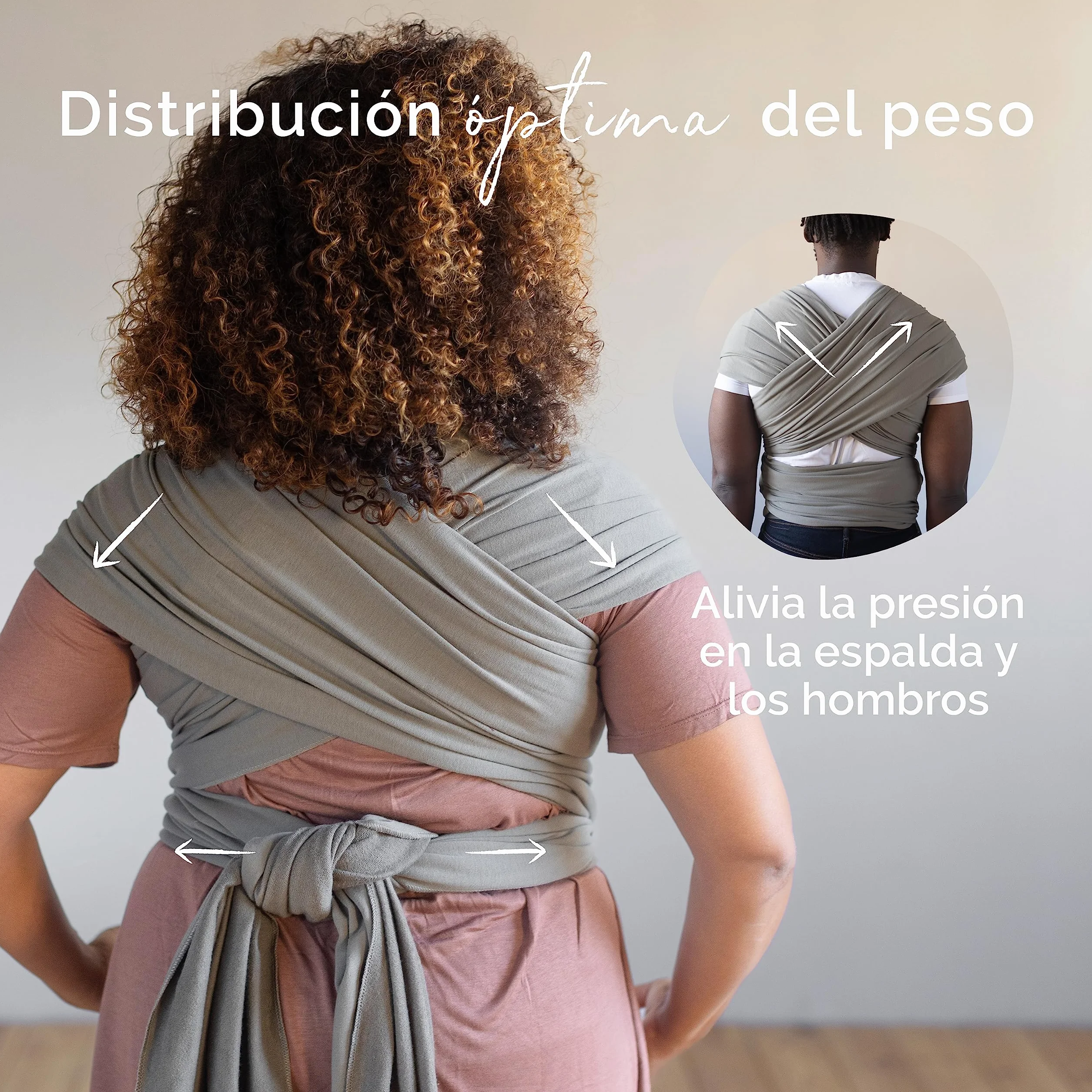 Boba Wrap Fular Elástico Portabebé Pañuelo Porteo Ergonómico Bandolera Ajustable Gray