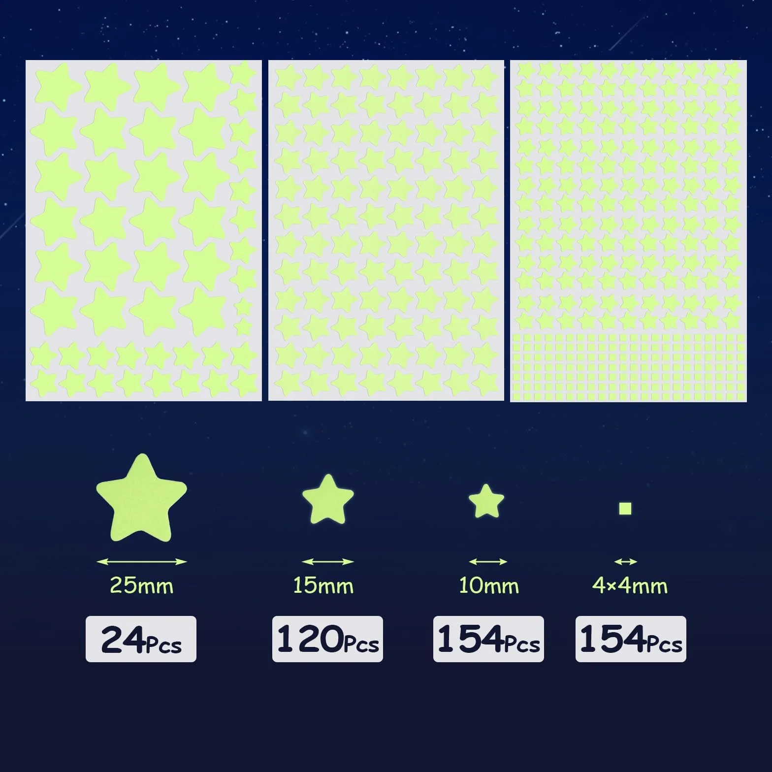 Pegatinas de Estrellas Brillantes en la Oscuridad, Luminosas Adhesivos para Techo y Pared, Decoración de Cielo Estrellado