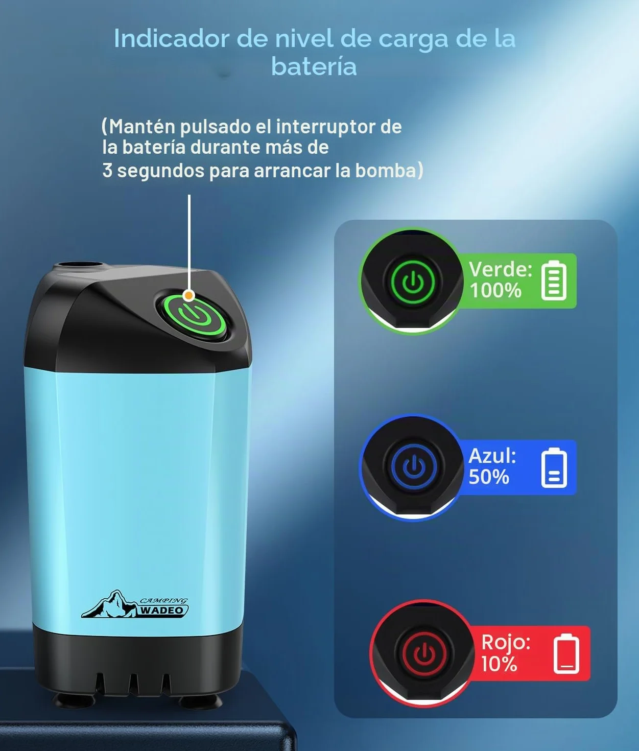 WADEO Ducha Portátil Camping 6000 mAh Bomba Agua 20L Kit Exterior