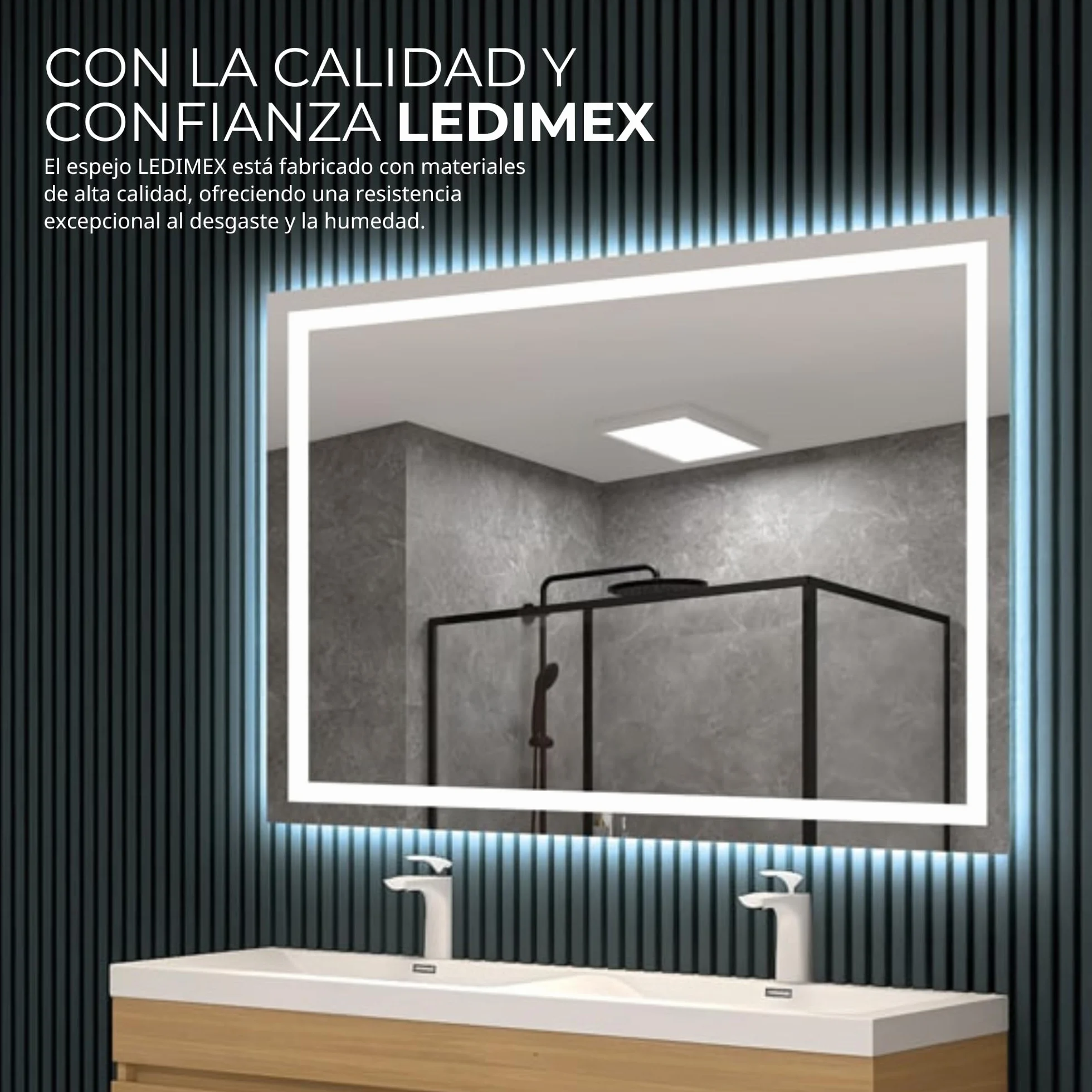 NOLUXA LEDIMEX - Espejo Retroiluminado 90x80cm con Luz LED y Antivaho para Baño | Espejo Inteligente Rectangular con Luz Frontal Fría 6500k y Sensor ON/Off | Serie Holanda