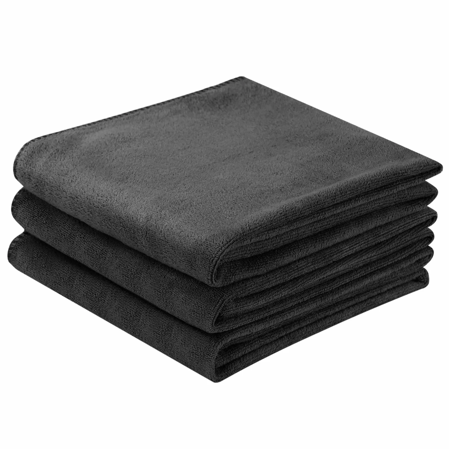 Toalla Microfibra 75x35cm Secado Rápido Deporte Gimnasio Negro 3 Piezas