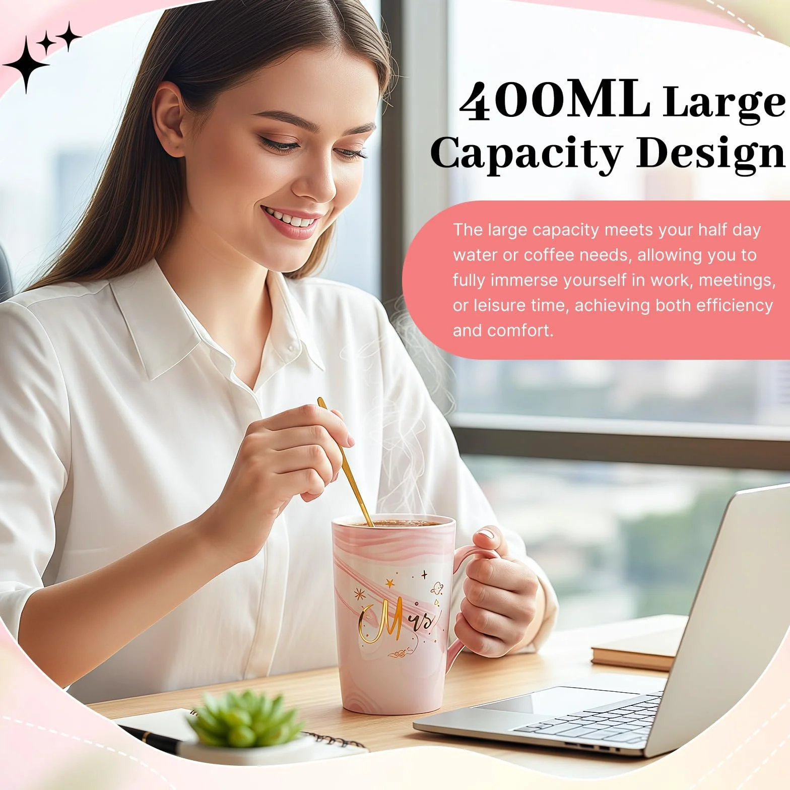 2Pcs Sr. y La Sra. Tazas De Regalo,Mr y Mrs Set de Tazas de Café,400ml Taza de Cerámica con Patrón de Mármol,con Tapa y Cuchara,Caja de Regalo,para Aniversario de Boda,Parejas Casadas