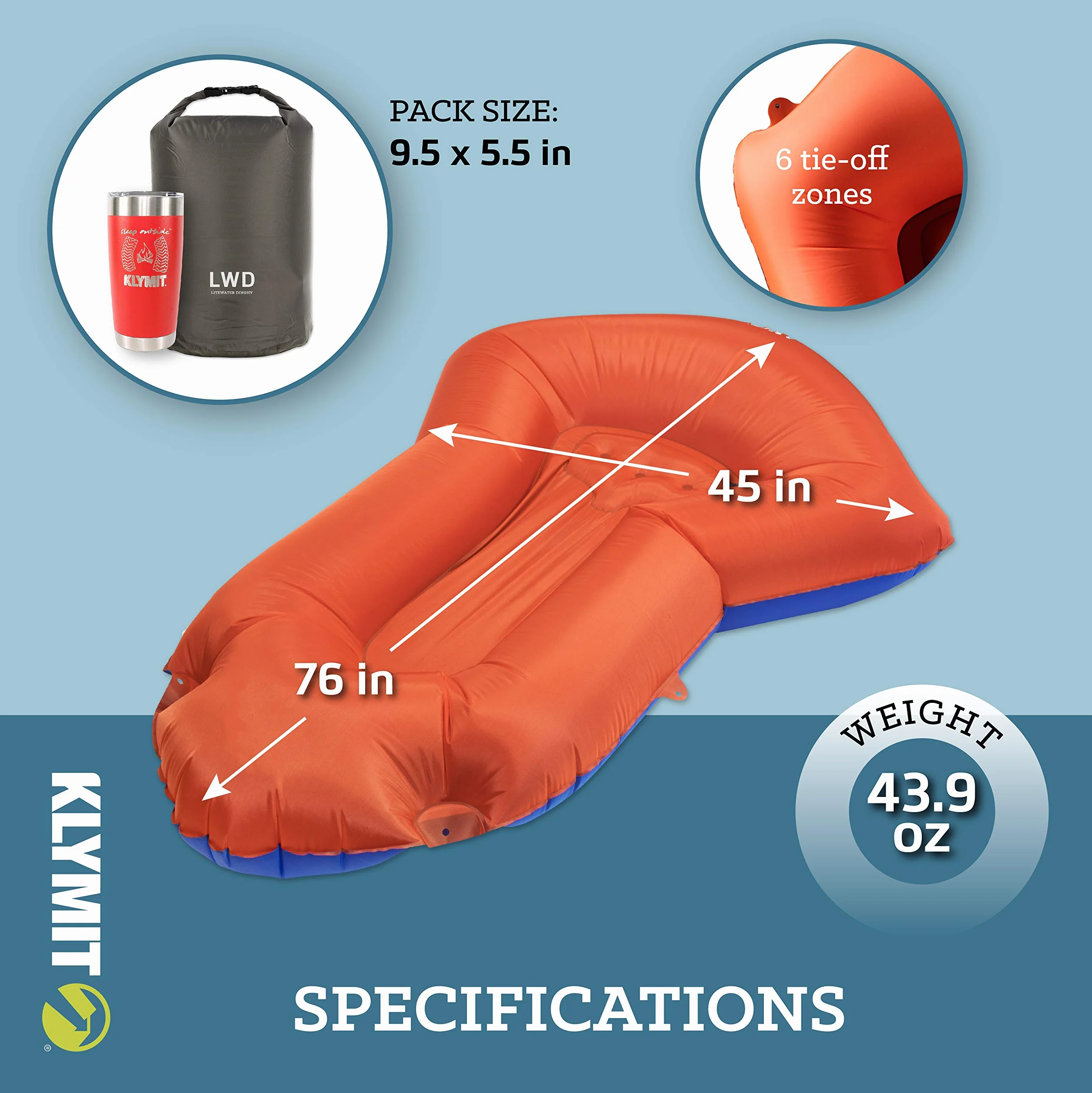Klymit LITEWATER Dinghy LWD Packraft Kayak Inflable Viaje