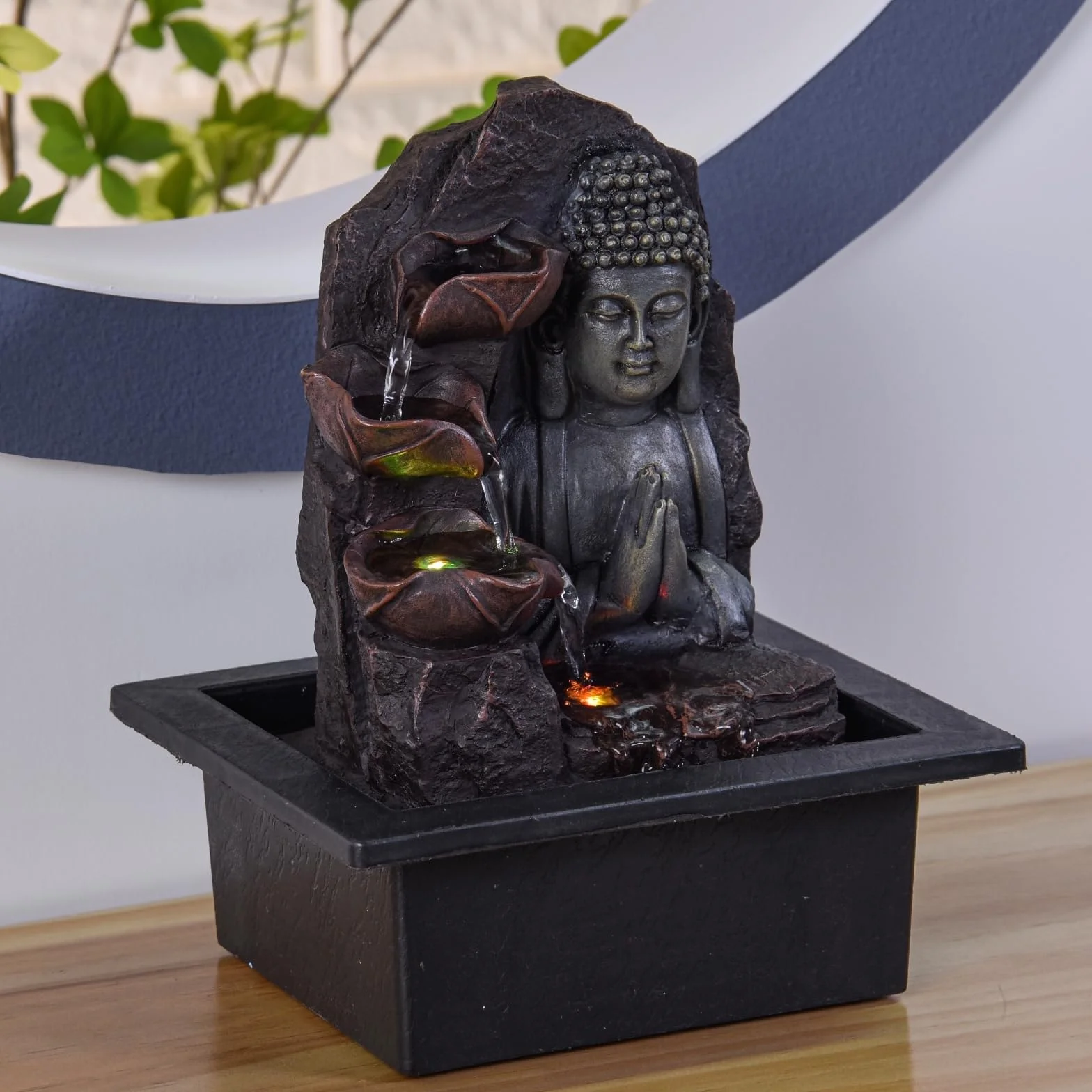 Zen'Light SPIRITUALITE Fuente de polirresina marrón Oscuro 21 x 21 x 26 cm