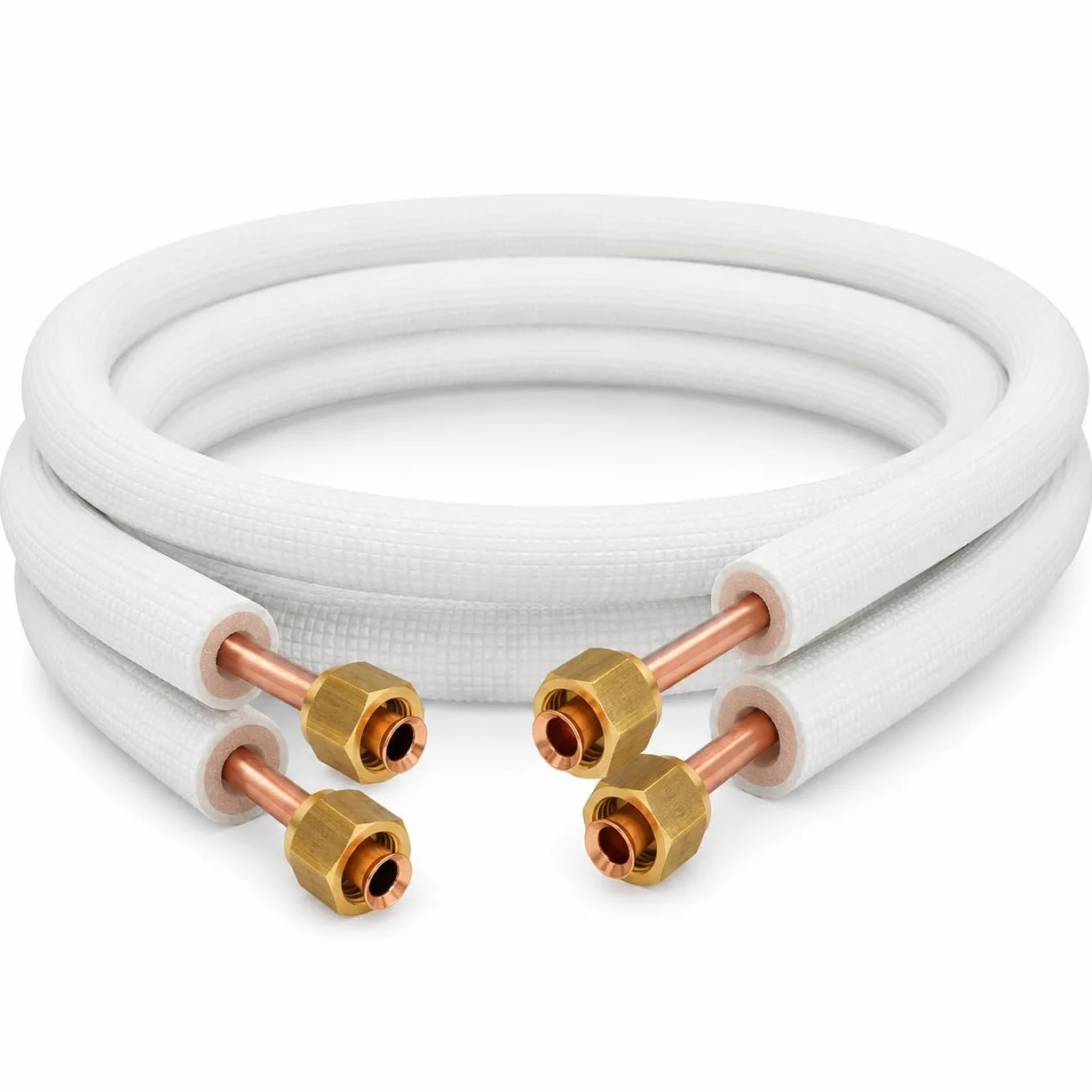 Kit de Tubería de Cobre Aislada para Aire Acondicionado Split, 1/4" y 3/8", Compatible con R32, R410A y R407C, Tubo Frigorífico con Tuercas (300, Centímetros)