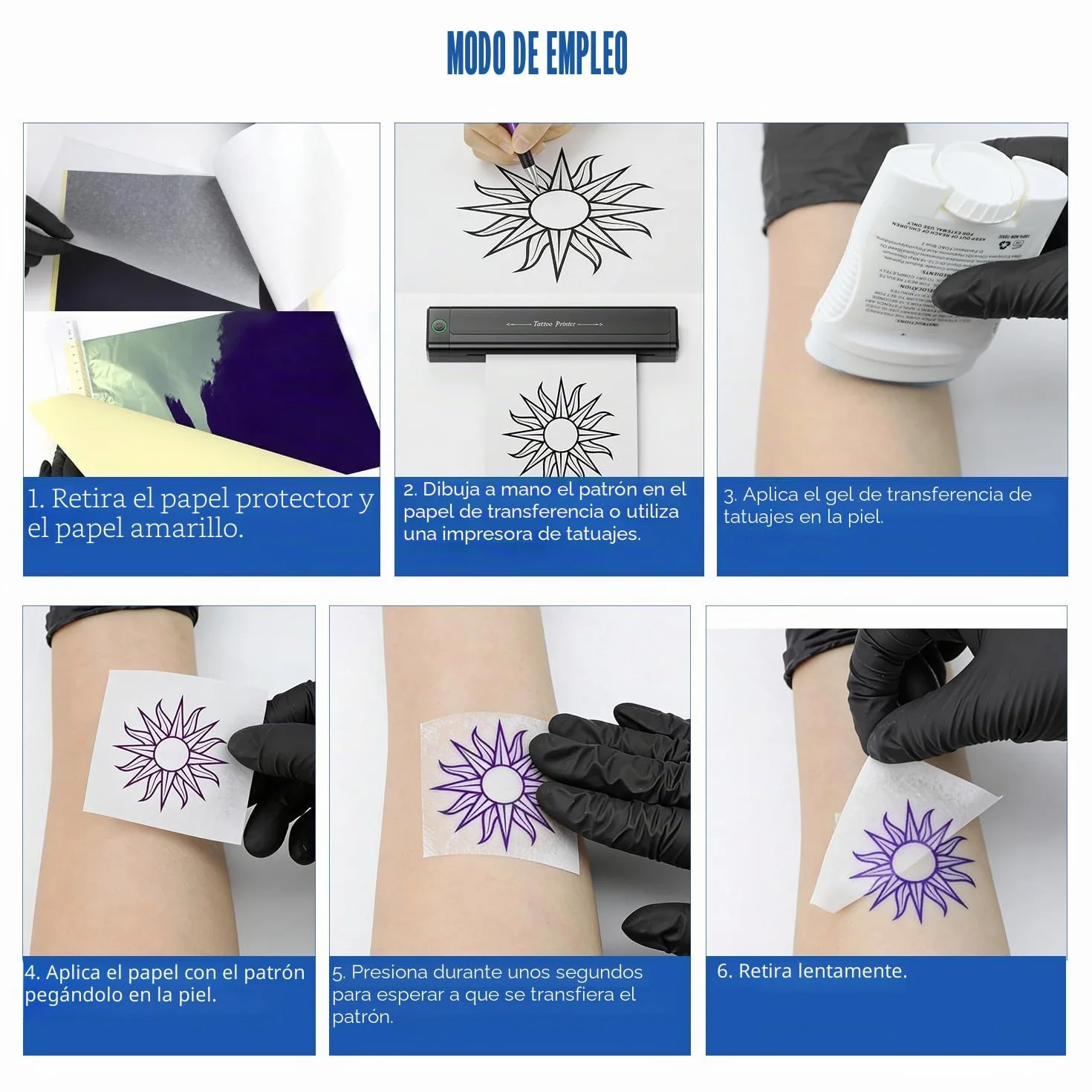 Tattoo Transfer Paper, 100 Hojas Papel de Transferencia de Tatuaje, A4 Papel de calco para tatuajes Papel Hectografico Papel Calco de Carbón para Tattoo impresora máquina