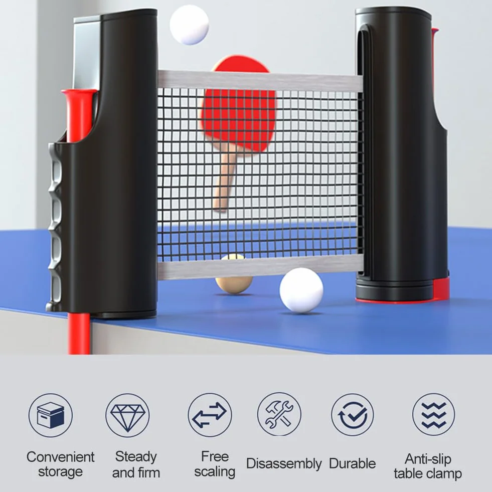 Red de Ping Pong Retráctil Portátil Ajustable Extensible para Mesa Tenis