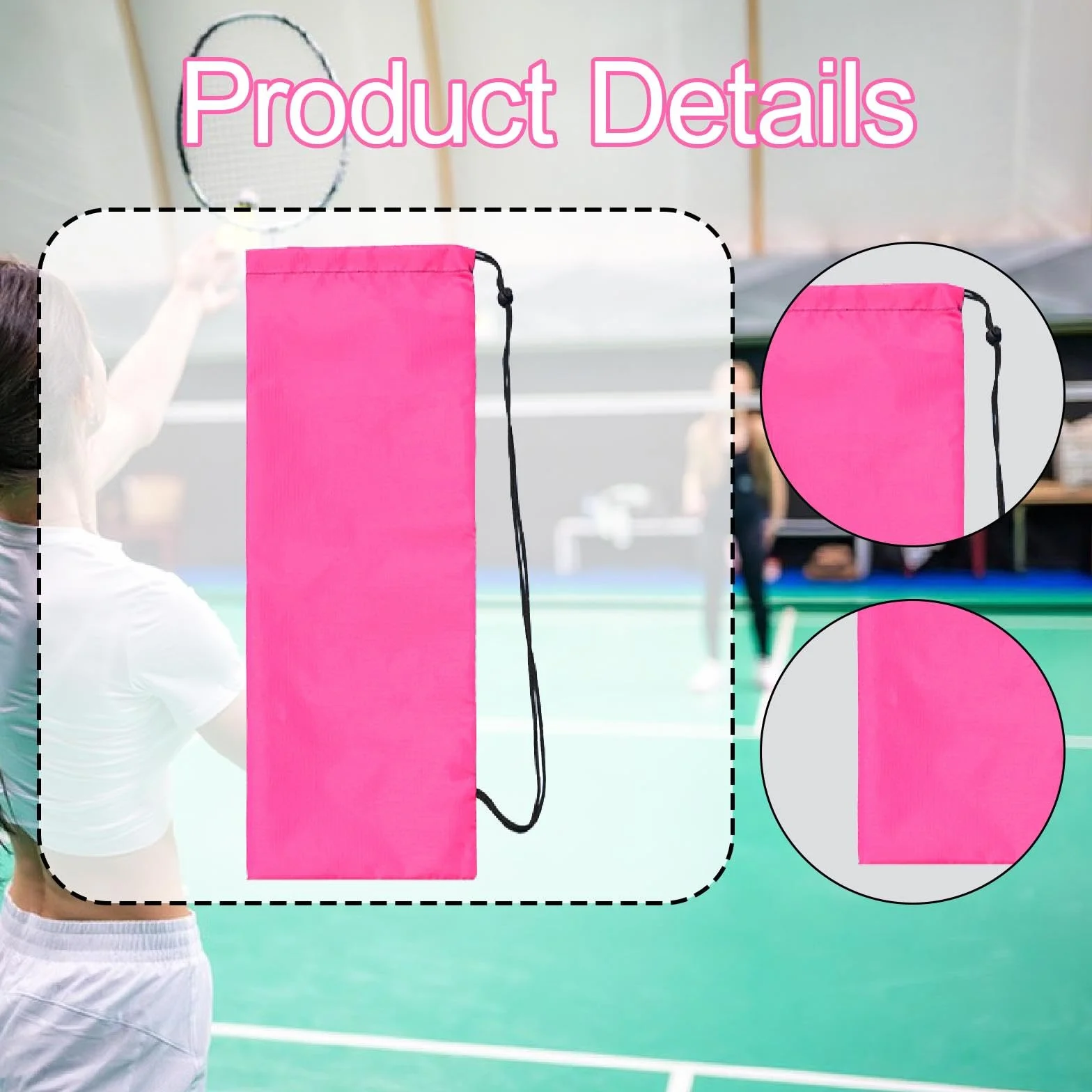 Bolsa para Raquetas de Bádminton con Cordón Ajustable, Porta Raquetas de Tenis