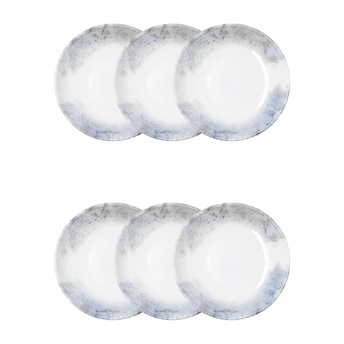 Bidasoa Set de 6 platos hondos Polaris Hydrozero de porcelana 23 cm | Azul, Porcelana, formato redondo, acabado brillo, 23 cm, 6 piezas, apilable, apto para microondas