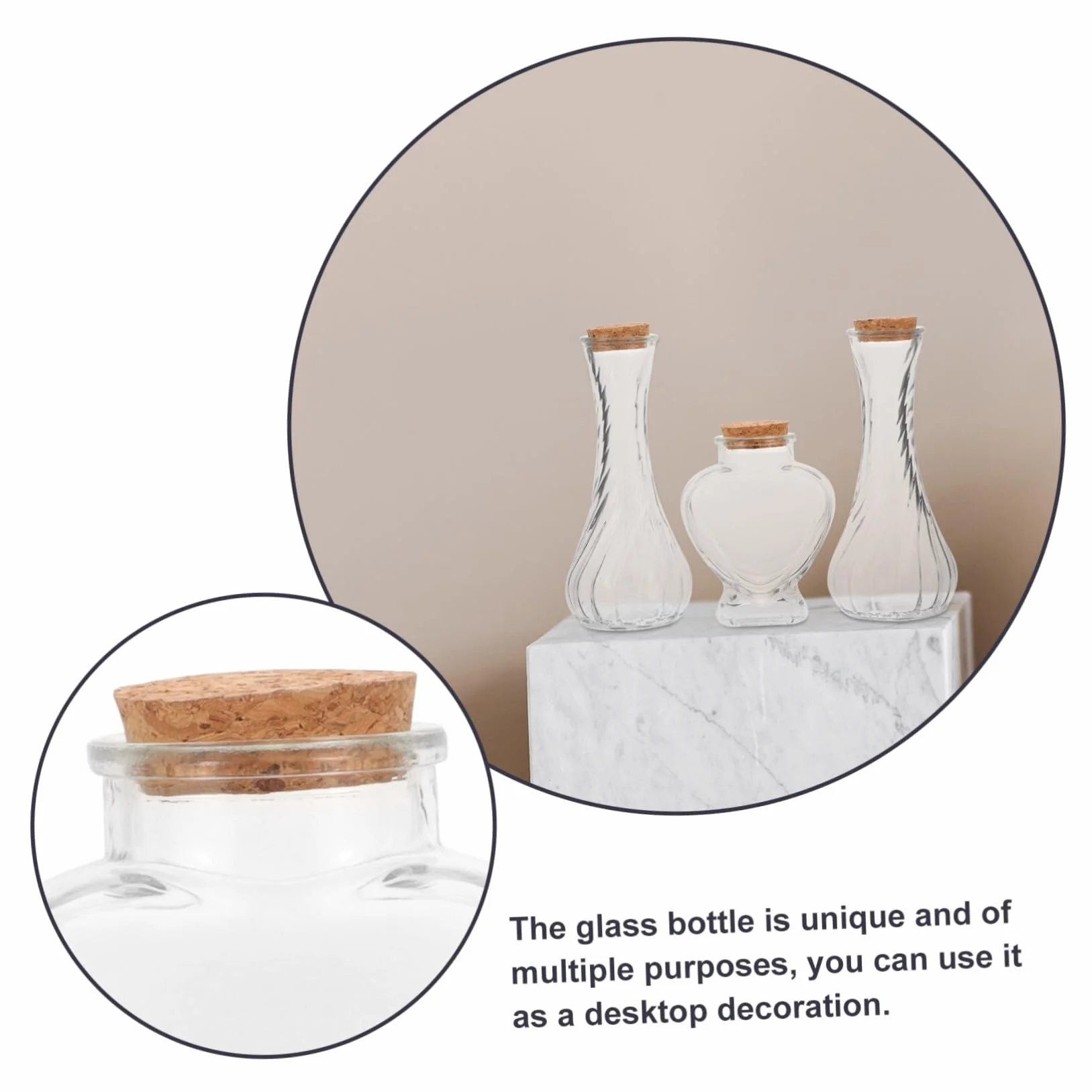Yardenfun Conjunto 3 Piezas Botellas De Vidrio Para Ceremonia De Arena Boda Botellas Transparentes Con Tapón De Corcho Decoración Multifuncional Para Eventos Y Manualidades