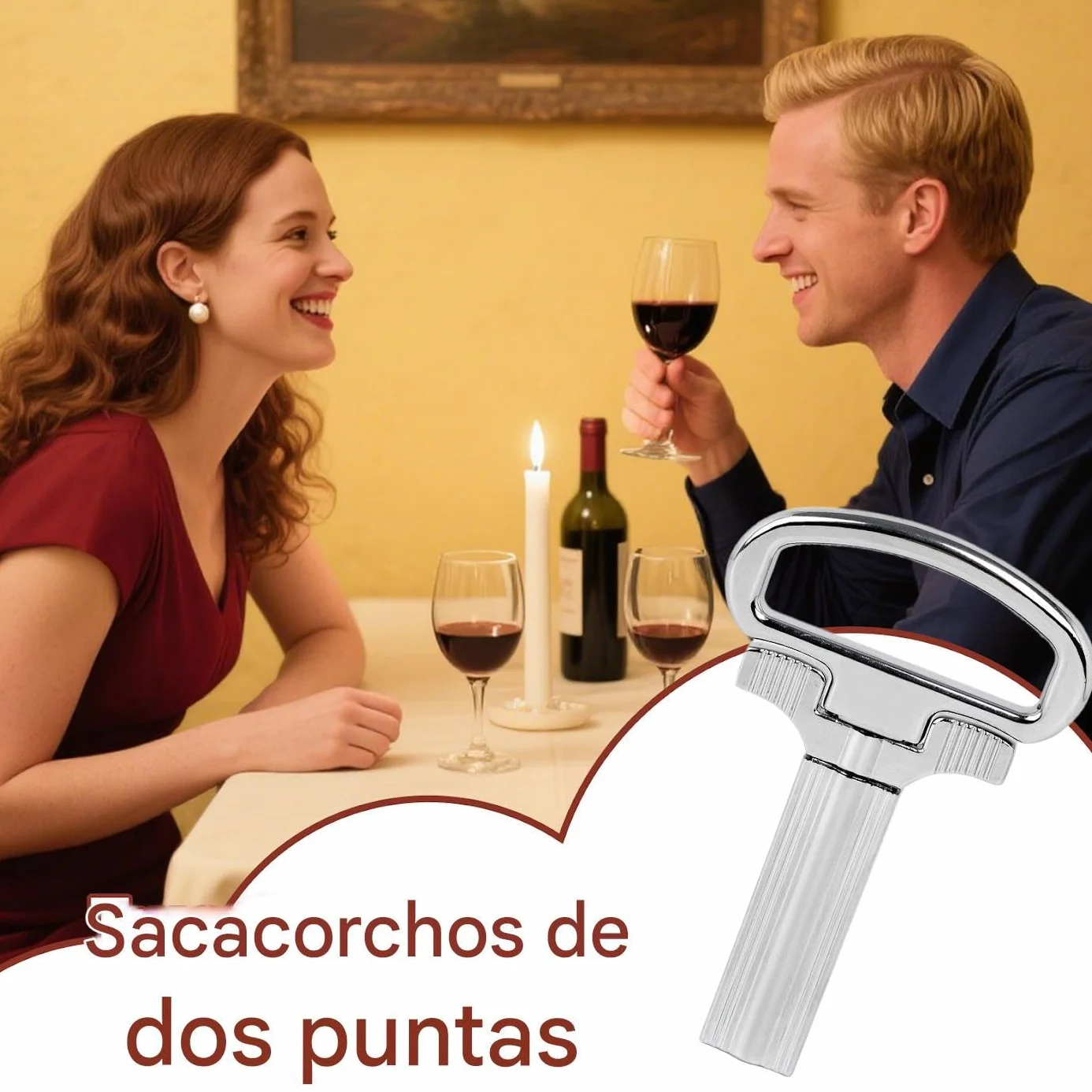 Sacacorchos De Doble Uña | Herramienta Manual para Extracción de Corchos | Sacacorchos Portátil Para Profesionales Hogar Exteriores Acampada Picnic Viaje Celebración