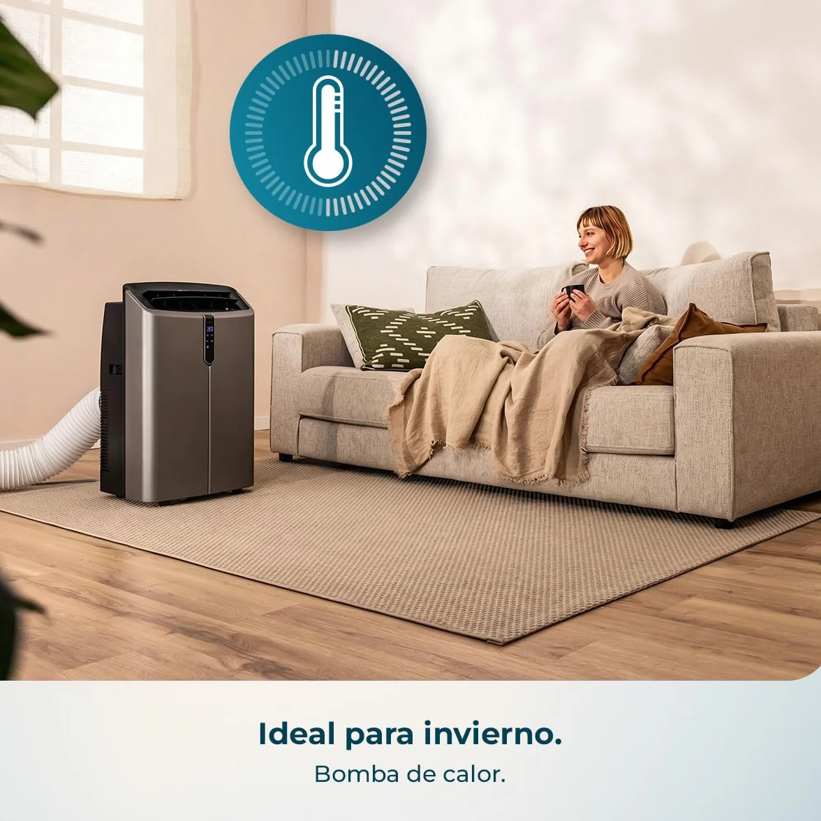 Cecotec Aire Acondicionado Portátil con Bomba de Calor y Wifi ForceClima 14800 Nux Heating Connected. 14000BTU, Mando a Distancia, Pantalla LED, 5 Modos, 3 Velocidades, Temporizador, Cobertura 30-35m²