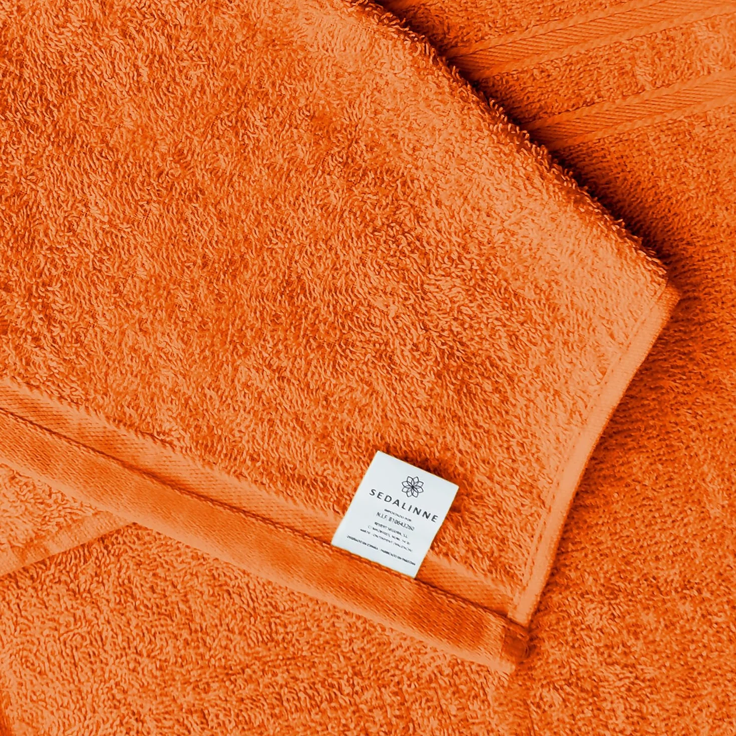 Pack 2 Toallas de baño Lisa - Formato Lavabo 50x100cm - 100% algodón Peinado - Altamente Absorbente - gramaje 500 gr - Secado rápido y Tacto Suave - Color Naranja