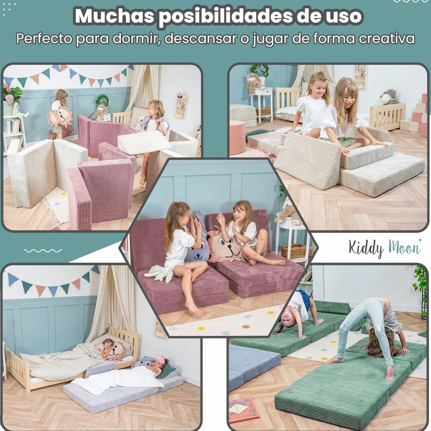 KiddyMoon Colchón Infantil Plegable De Espuma, Colchón para Niños Pequeños, Violeta