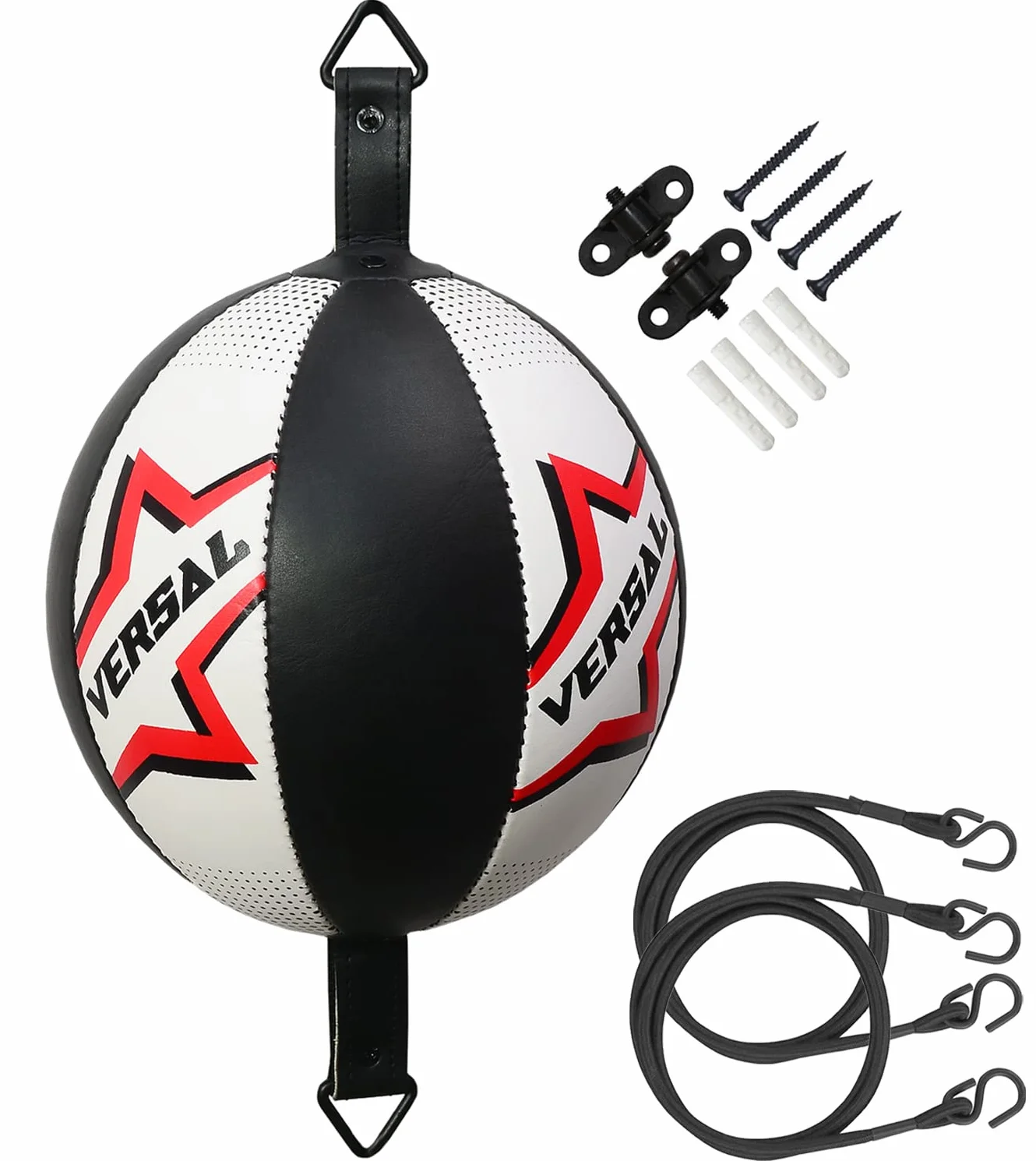 Pelota de boxeo de doble extremo de piel para MMA Speedball entrenamiento saco con cuerdas y anclajes
