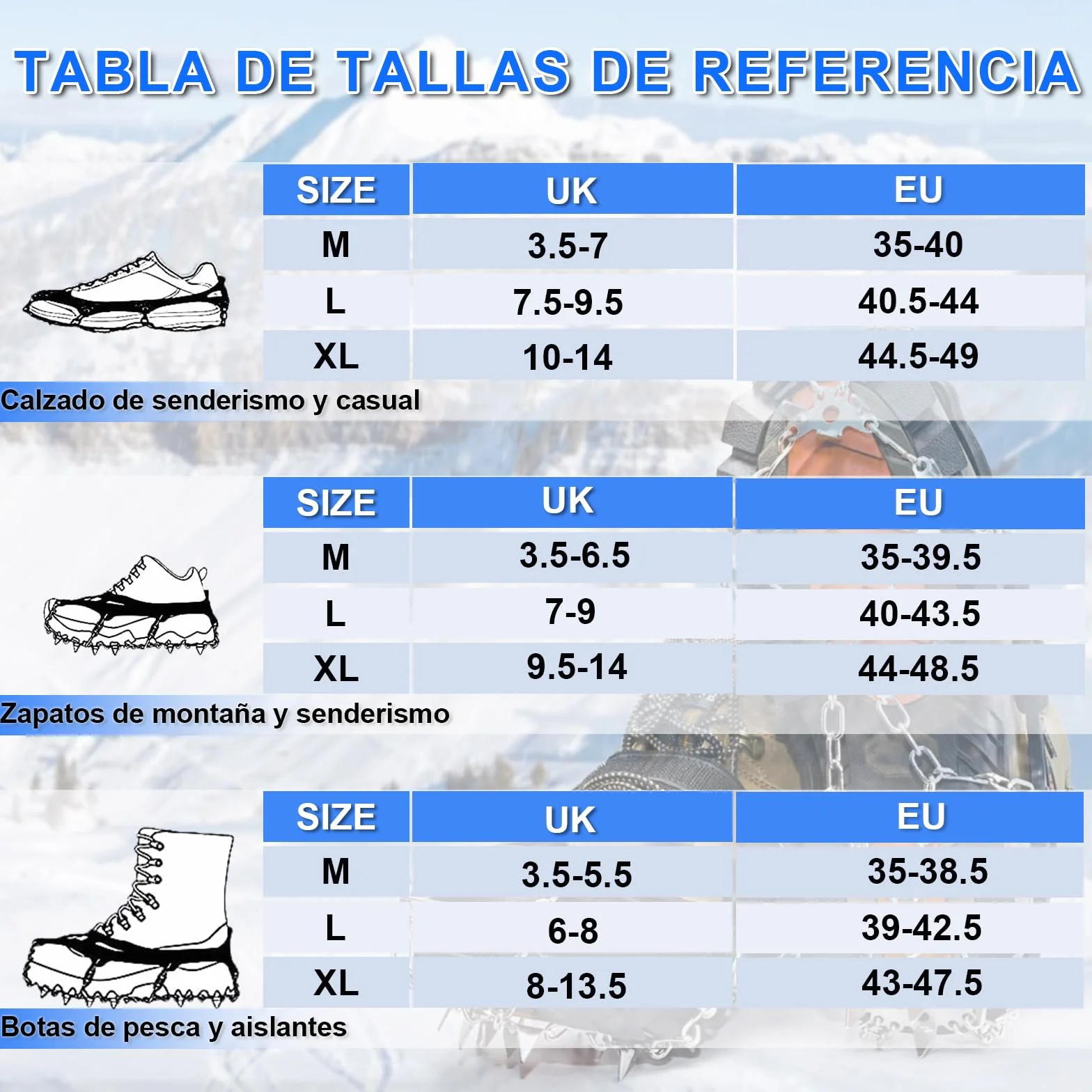 HONYAO Crampones Nieve Hielo Zapatos Ligeros Trail Running Antideslizante Excursiones Pesca Caminata Alpinismo