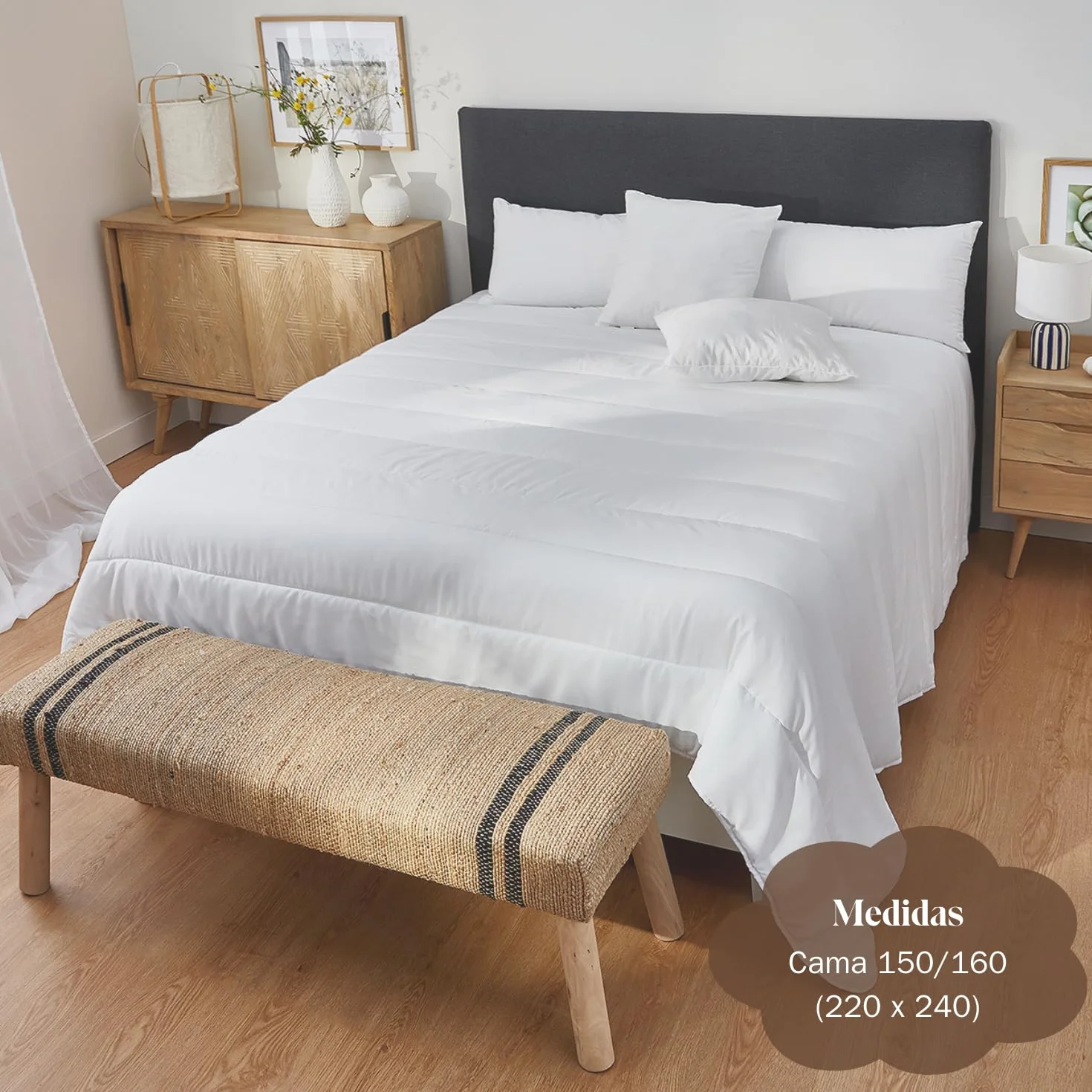 Pikolin Home - Edredón Nórdico Otoño-Invierno 300gr, Fibra Ecolofil Tacto Plumón, Relleno para Cama 150 (220x240 cm)