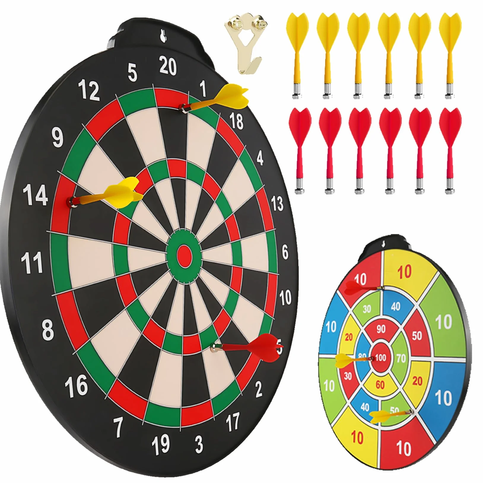 Juego de Dardos Magnéticos Esjay para Niños 8+ años, 12 Dardos, Diana Doble Cara 18 Pulgadas