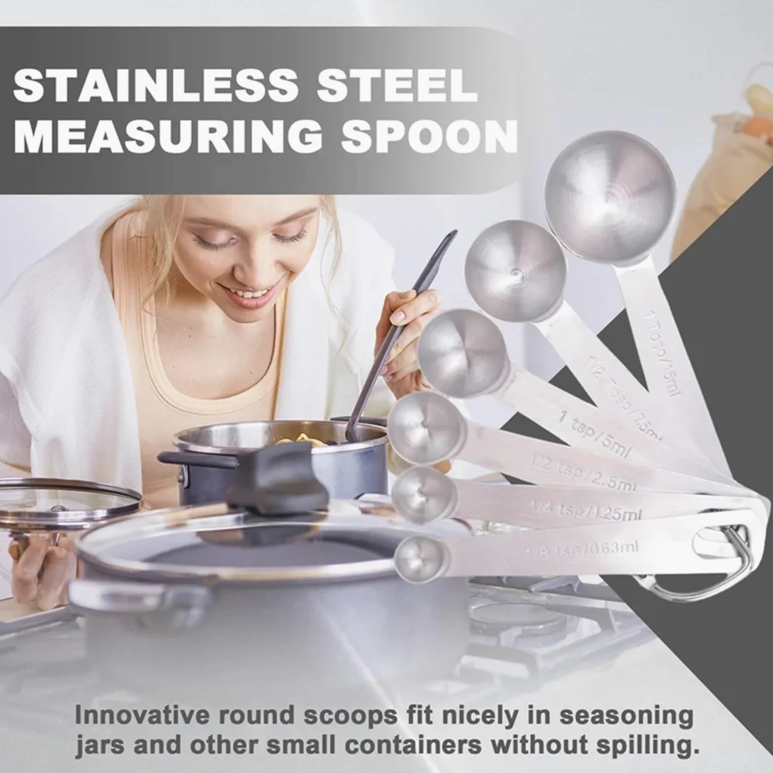 Cucharas medidoras, juego de tazas y cucharas acero inoxidable, cucharadas pequeñas con medidas métricas estadounidenses para Medir Líquidos y Sólidos
