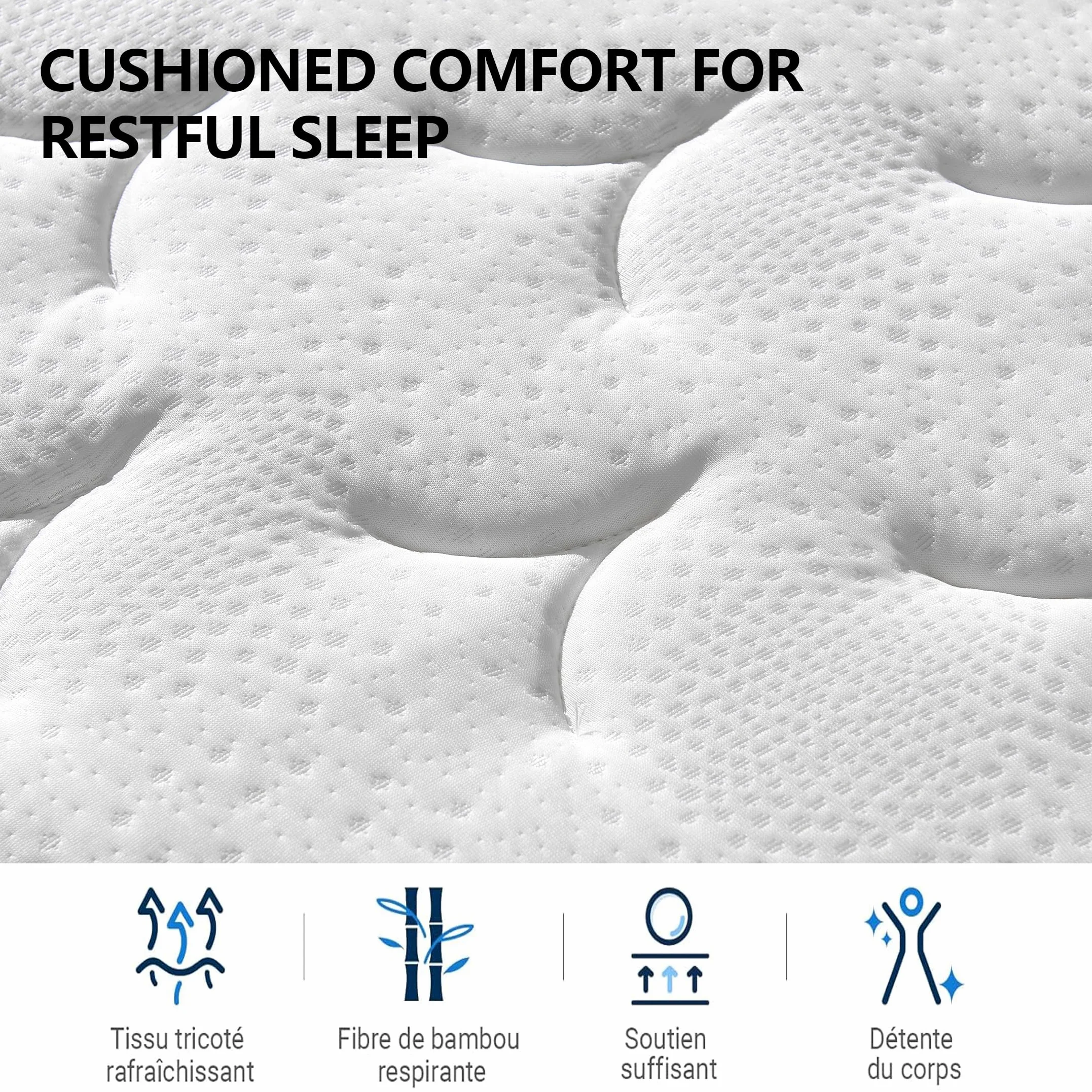 Colchón 90x200 cm Individual, Altura 26cm, colchón Espuma de Memoria, Híbrido Muelles Ensacados, Ergonómico Firmeza Media H3, Transpirable, Antibacteriano, Hipoalergénico, Certificado Oeko-Tex