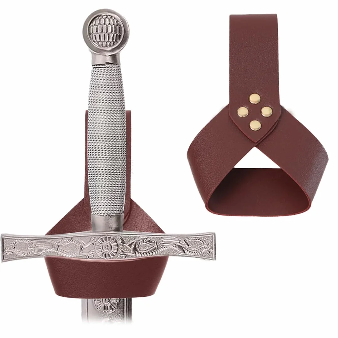 XPEX Cinturón Espada Vikinga Medieval Cuero Funda Colgante Marrón