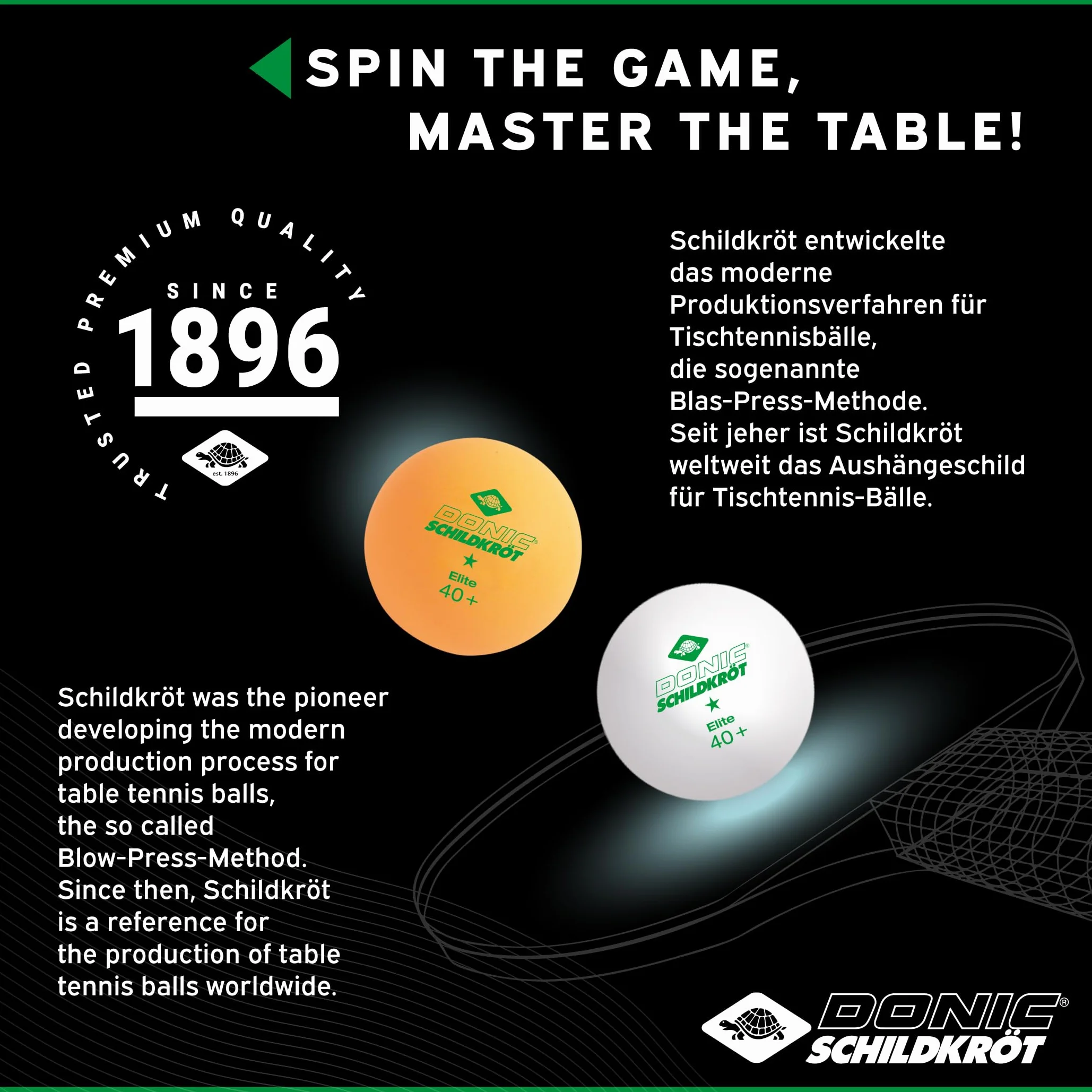 Donic-Schildkröt Pelotas de Tenis de Mesa 1 Estrella Elite Poly 40+ 3 Piezas