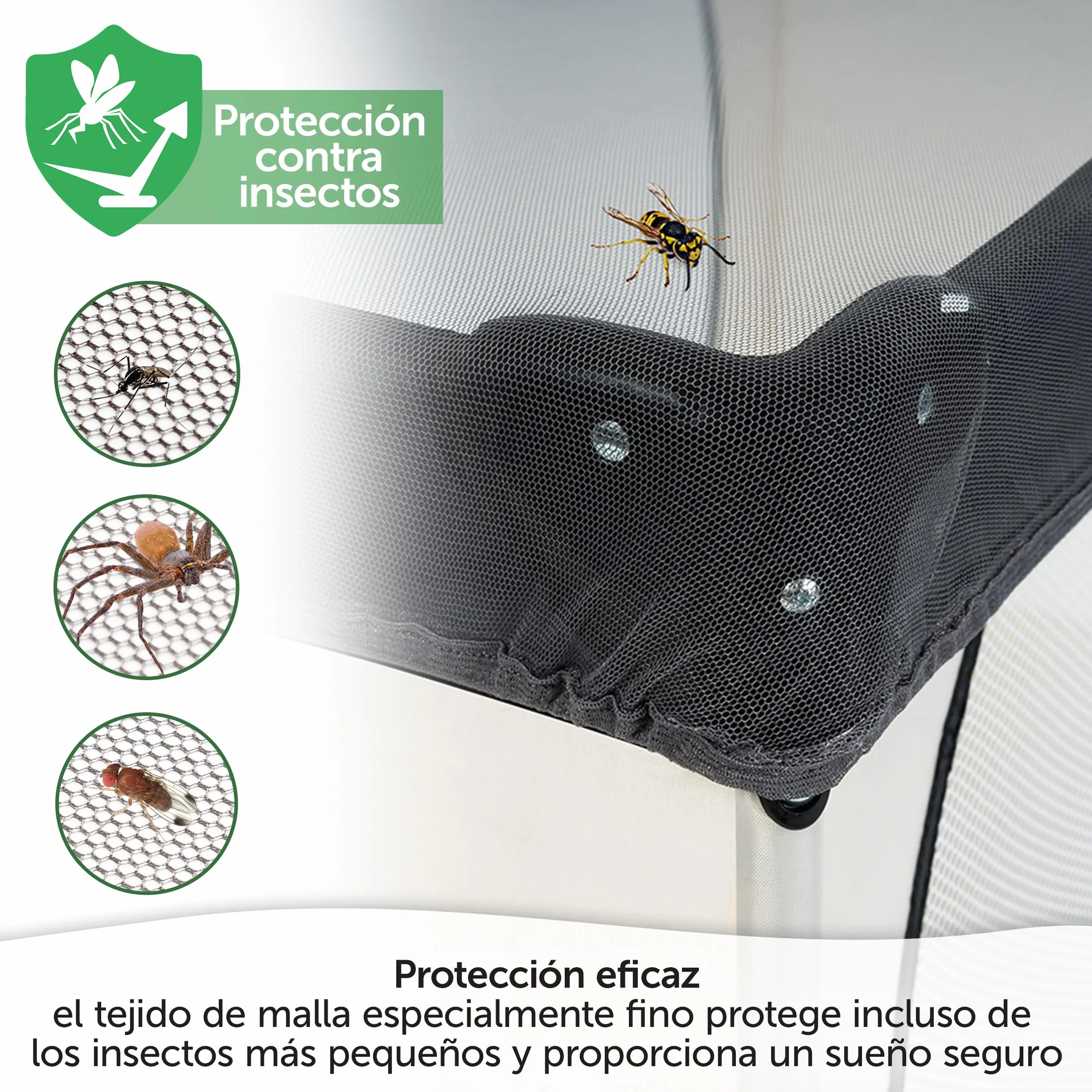 Zamboo Mosquitera Cuna Bebe 60x120 cm de Viaje Universal | Minicunas | Parque Infantil - Red Antimosquitos para Cama Niños - Transpirable - Lavable a Máquina e Higiénica - Gris