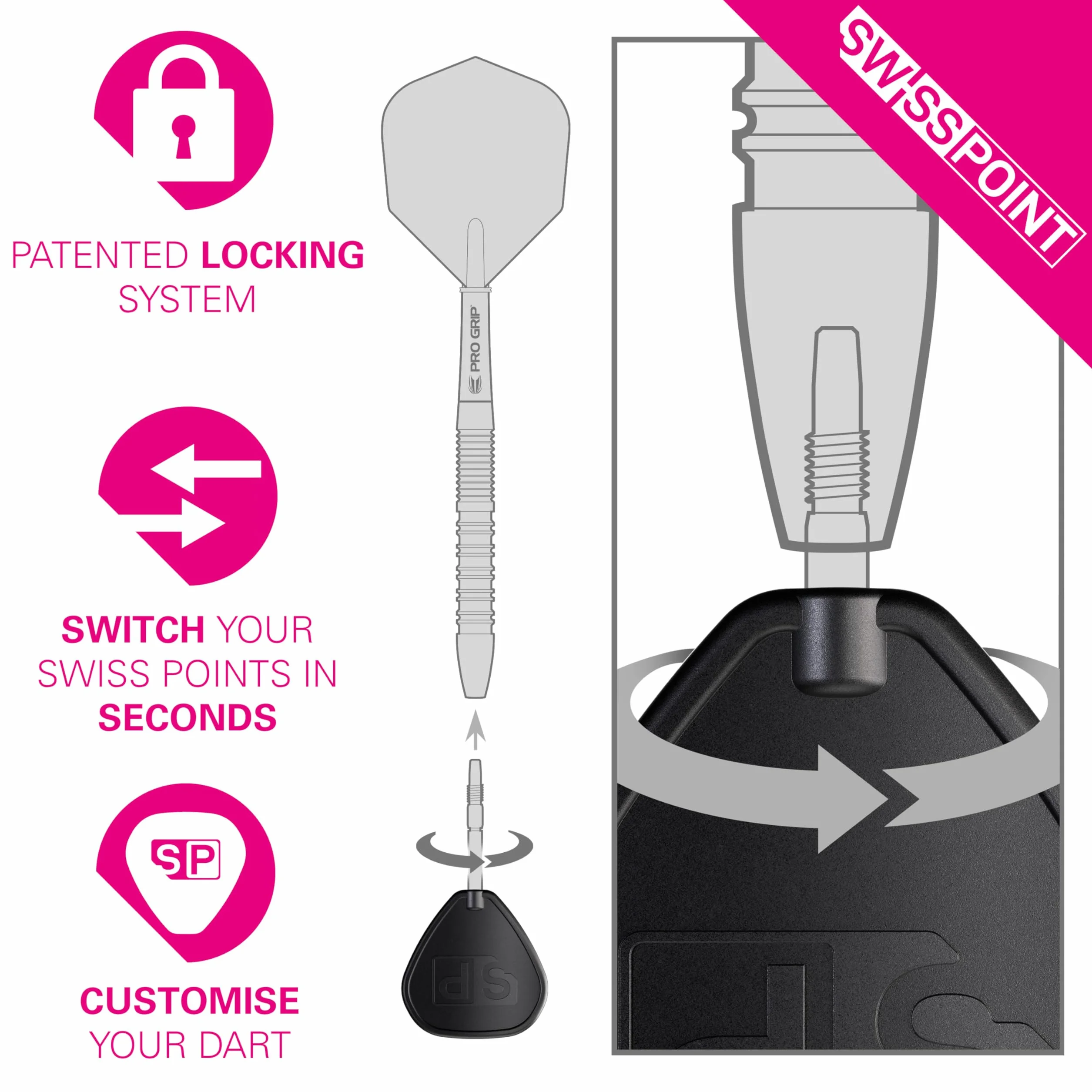 Target Darts Herramienta Swiss Point para Quitar y Cambiar Puntas de Dardos con Punta de Acero