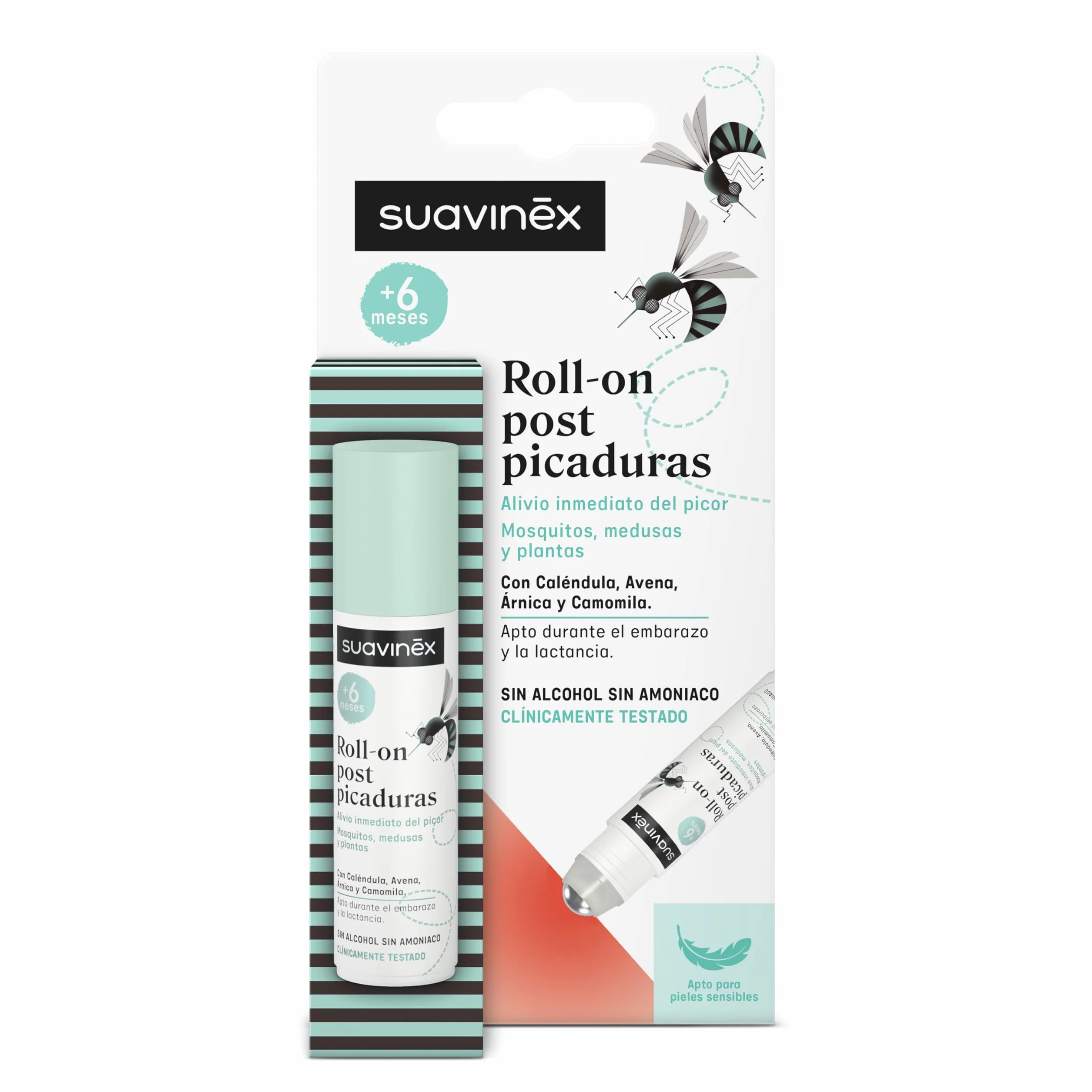 Suavinex Roll On Post Picaduras de Mosquitos, Plantas y Medusas, Sin Alcohol, Sin Amoniaco, 15 ml