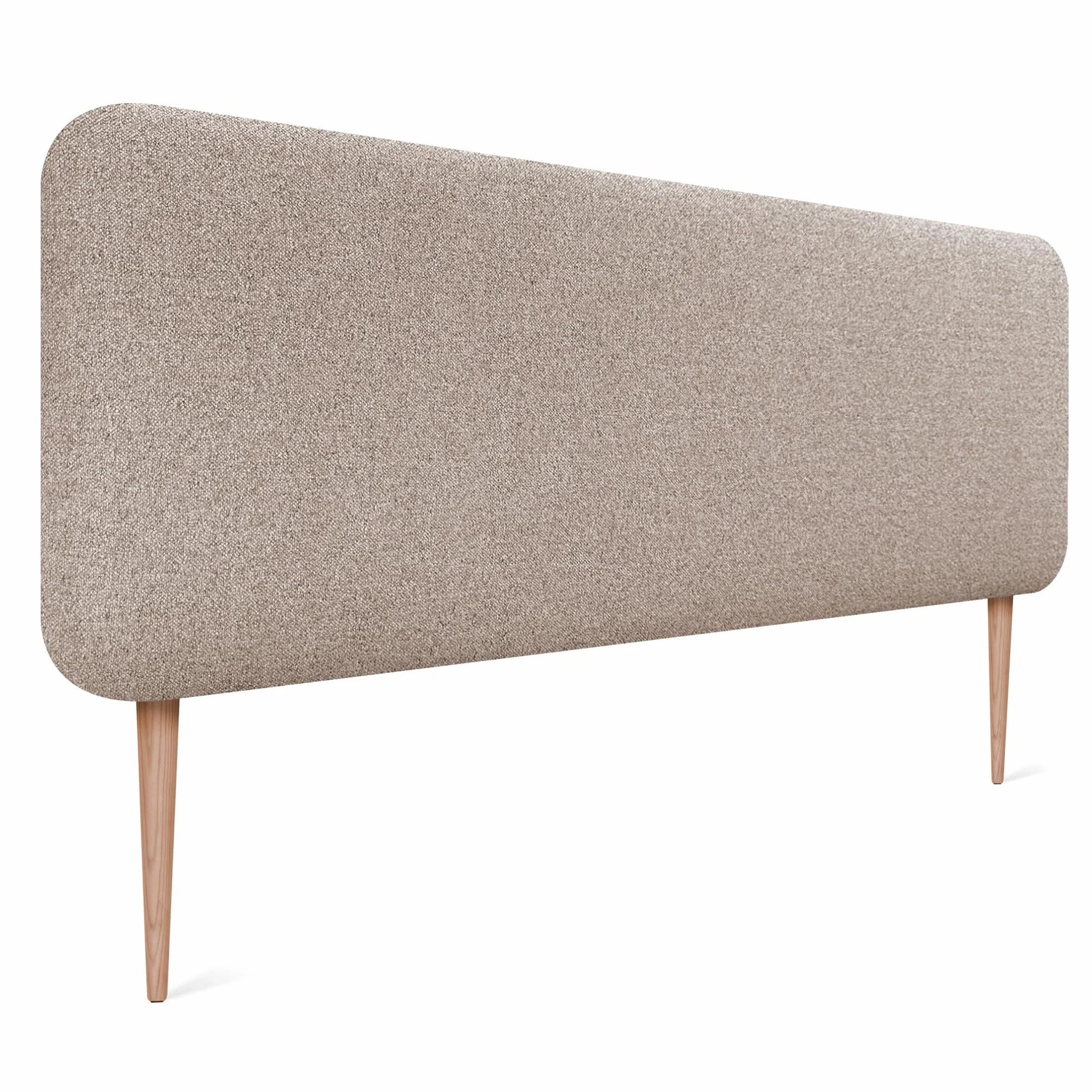 DHOME Cabecero Tapizado Liso Redondeado Tela Aqualine con Patas para Pared Acústicos Cabeceros Absorbentes Cabezal Cama Dormitorio (Arena, 135cm)