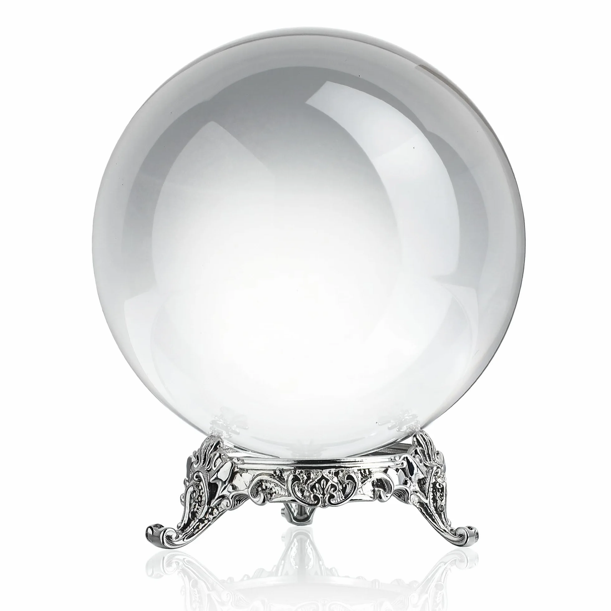 QFkris Bola de Cristal Transparente de 80 mm con Soporte para adivinación de adivinación, Esfera de Cristal para Magia, Bola Decorativa de 3.1 Pulgadas para fotografía de Lentes, Feng Shui