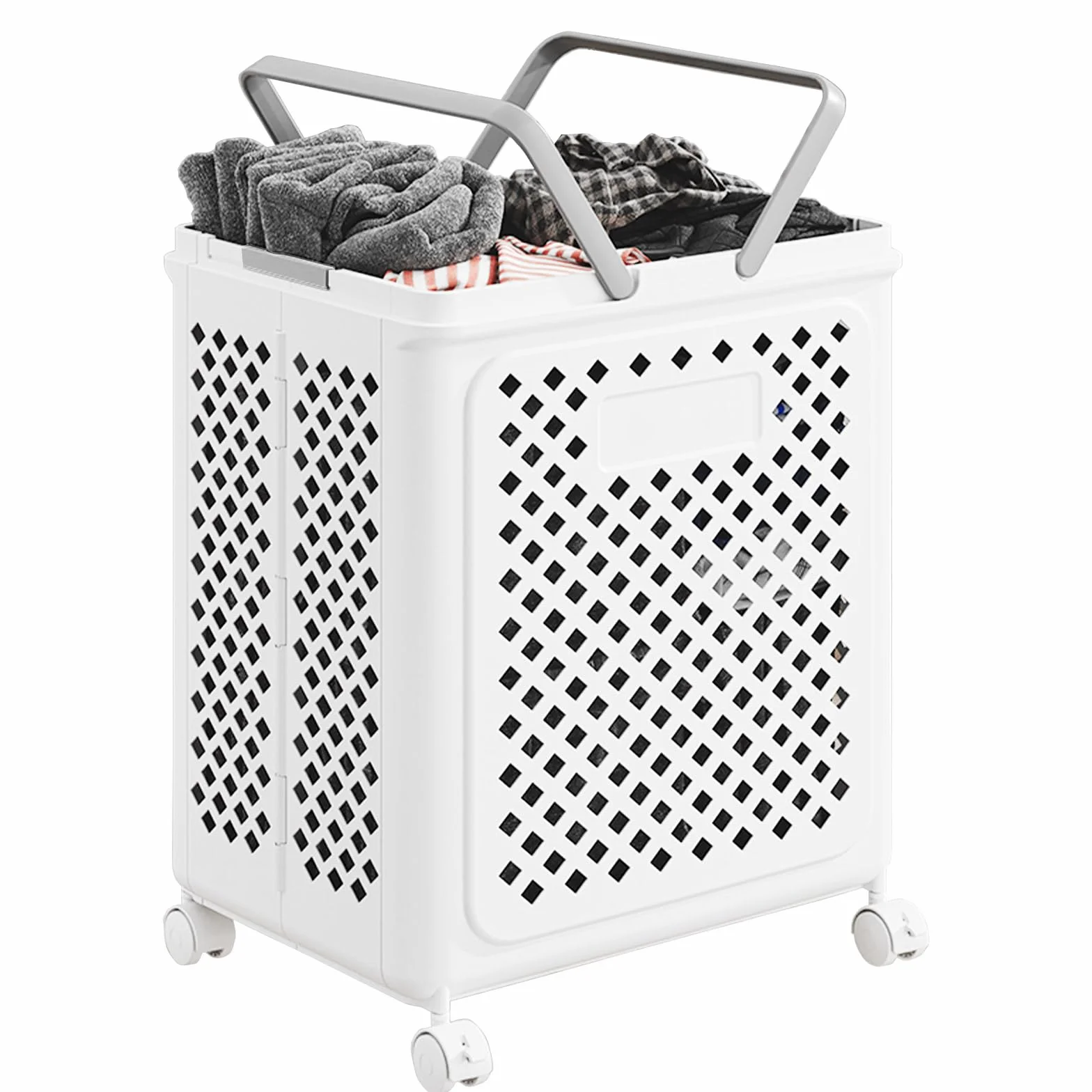 50 L Cesto de Ropa Sucia con Ruedas Cesta Plegable para Colada,Lavandería de Plástico Plegable con Asas Ergonómicas para Dormitorio Baño Lavandería y Espacios Reducidos