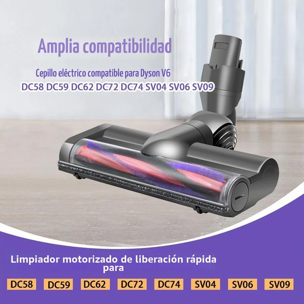 Cepillo eléctrico compatible con Dyson V6 DC58 DC59 DC62 DC72 DC74 SV04 SV06 SV09, piezas de repuesto de cabezal limpiador de accionamiento directo, boquilla de turbina para Dyson V6, cepillo turbo