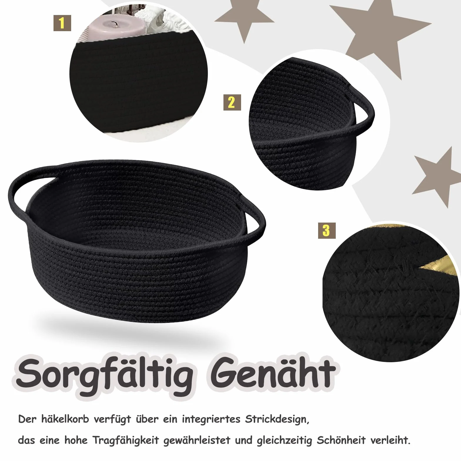 Cesta de Regalo de Cuerda Tejida 30x20x12 cm Negro