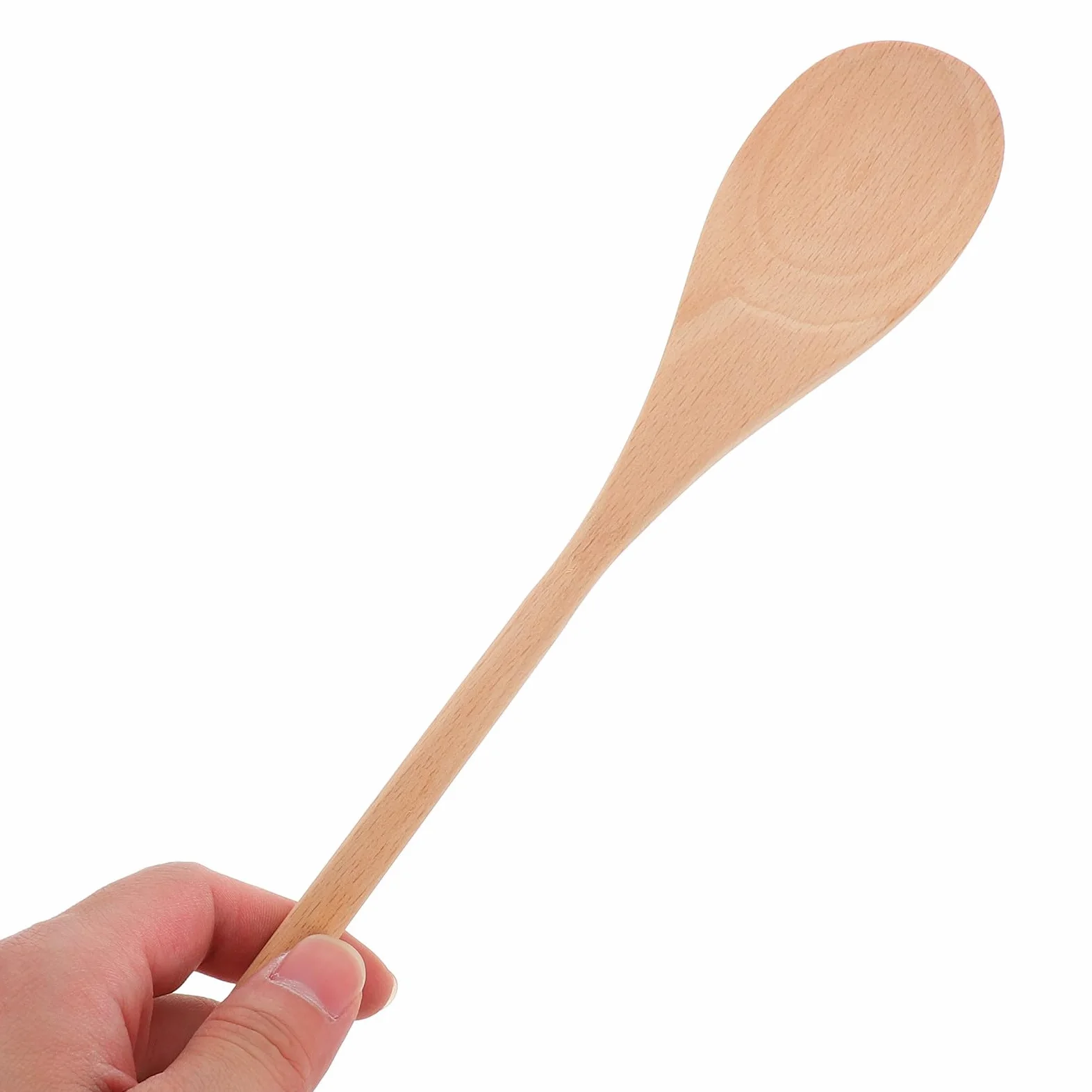 Juego de 24 Cucharas de Madera Mango Largo para Mezclar y Cocinar | Pintar, Diseño Blanco para DIY y Decoración, Utensilio Versátil, Tono Beige Natural