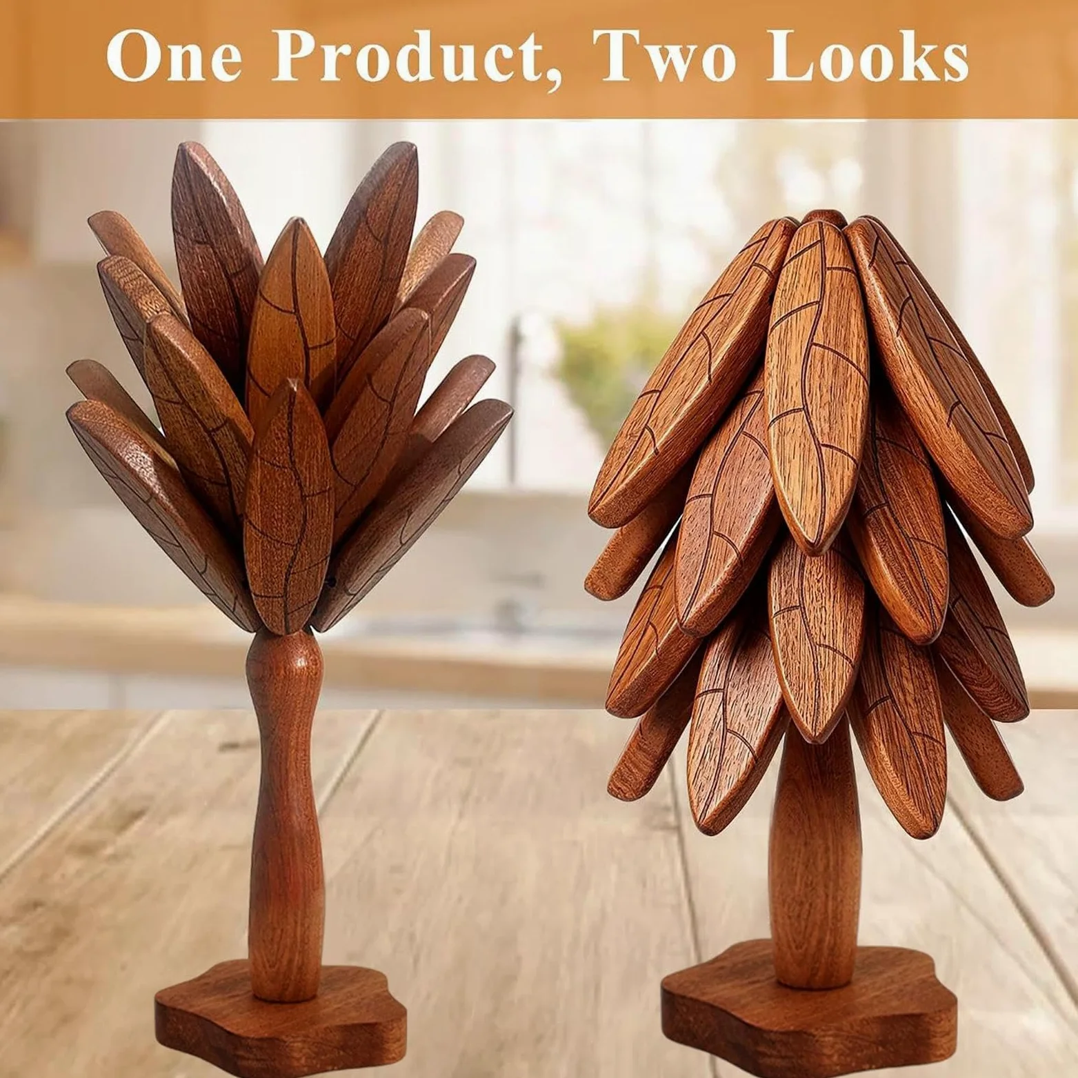 Juego Salvamanteles Árbol Madera 4 Posavasos navideños con Aislamiento | Salvamanteles De Árbol, Almohadillas Térmicas Para Platos Calientes Sartenes Cuencos Encimera Cocina Mesa Comedor H