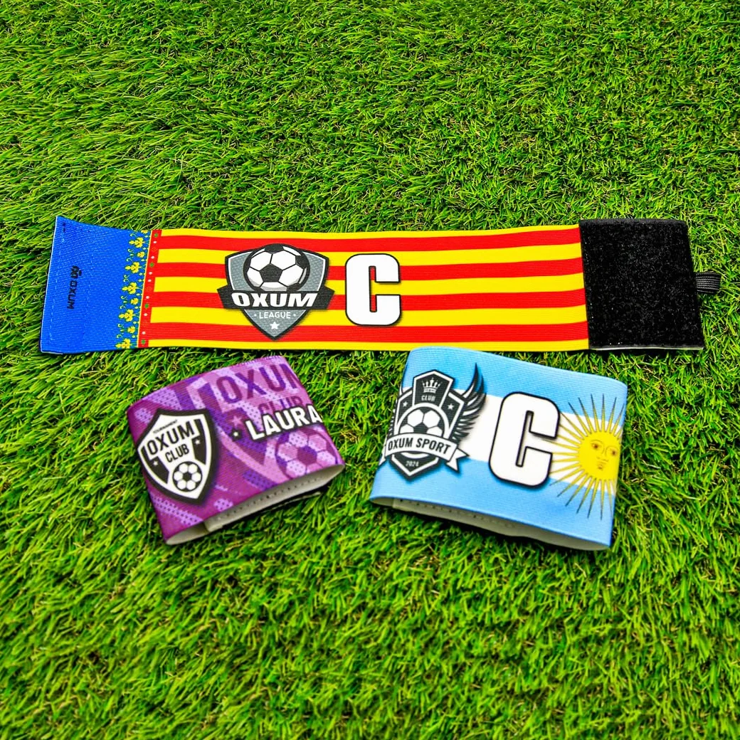 Brazalete de Capitán Personalizado OXUM Sport para Fútbol - Elástico y Ajustable con Escudo, Nombre y Bandera