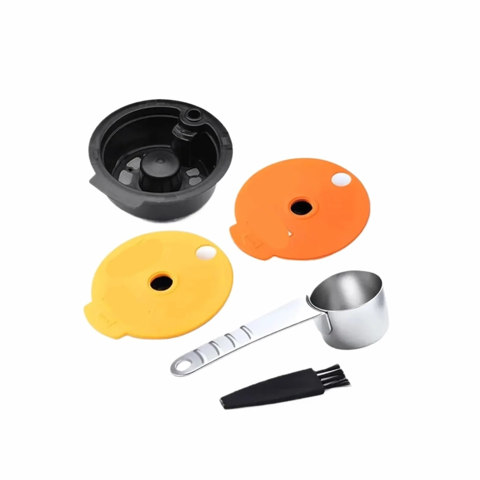 Cápsulas Reutilizables Filtros De Cápsulas De Café Taza De Cápsula Tapa De Silicona Fabricante De Cápsulas De Frijol, Compatible Con La Máquina BOSCH, s, Compatible Con Tassimo(60ml-180lid-ss)