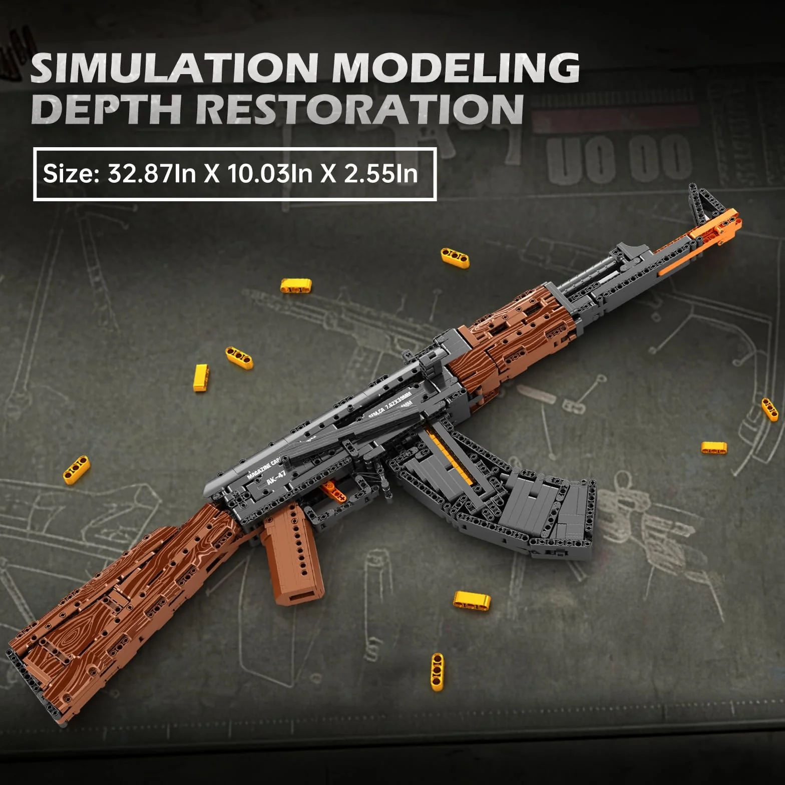 Reobrix Maqueta AK-47 para Adultos, Modelo de Fusil de Asalto en Bloques1:1