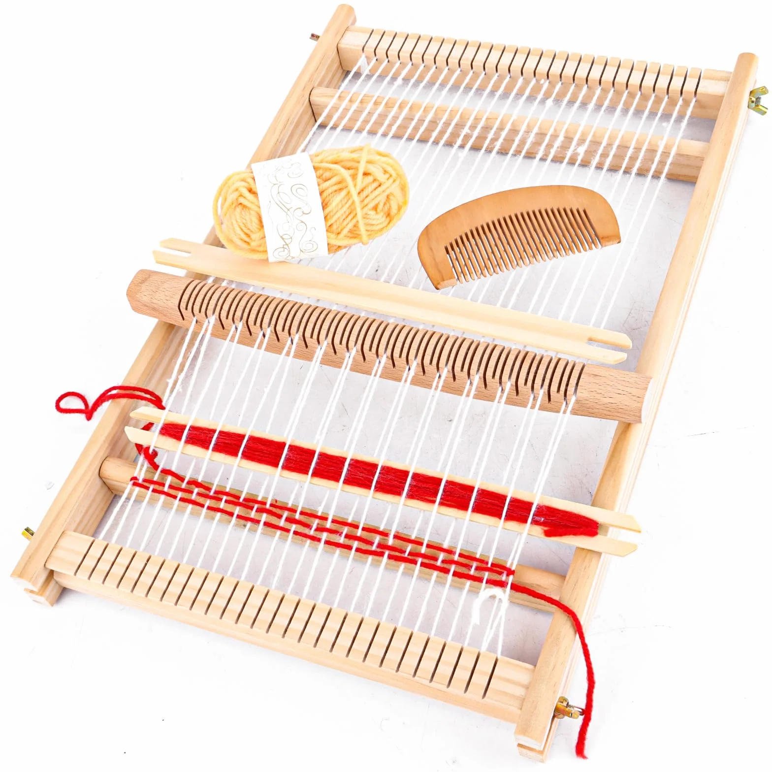 WOPPLXY telar de madera para tejer con lanzadera, 40 x 27 cm marco para tejer y accesorios, para tejer y realizar manualidades