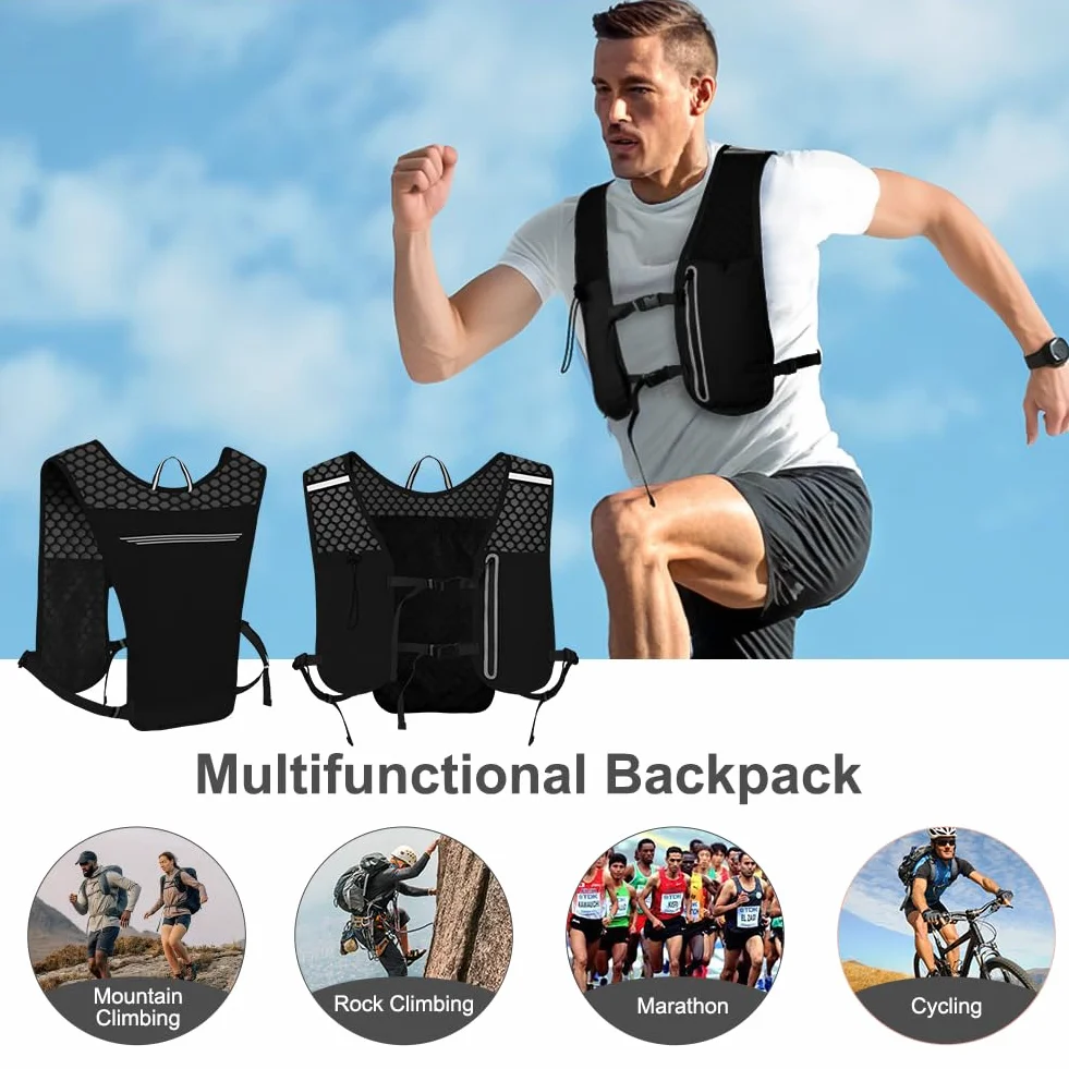 Chaleco Running,Multifunción Mochilas de Hidratación,Mochila Hidratación Ligero con Reflectante y Correas Pecho Ajustables,Chaleco Running Mujer Hombre para Correr Trail Marathoner