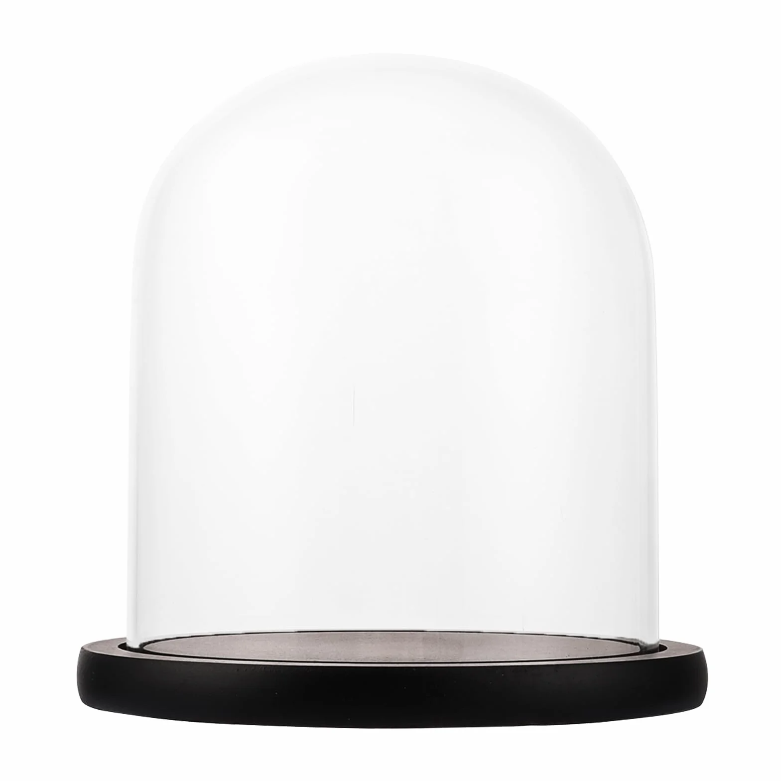Campana de cristal transparente 17 cm con tapa y base de madera para decoración