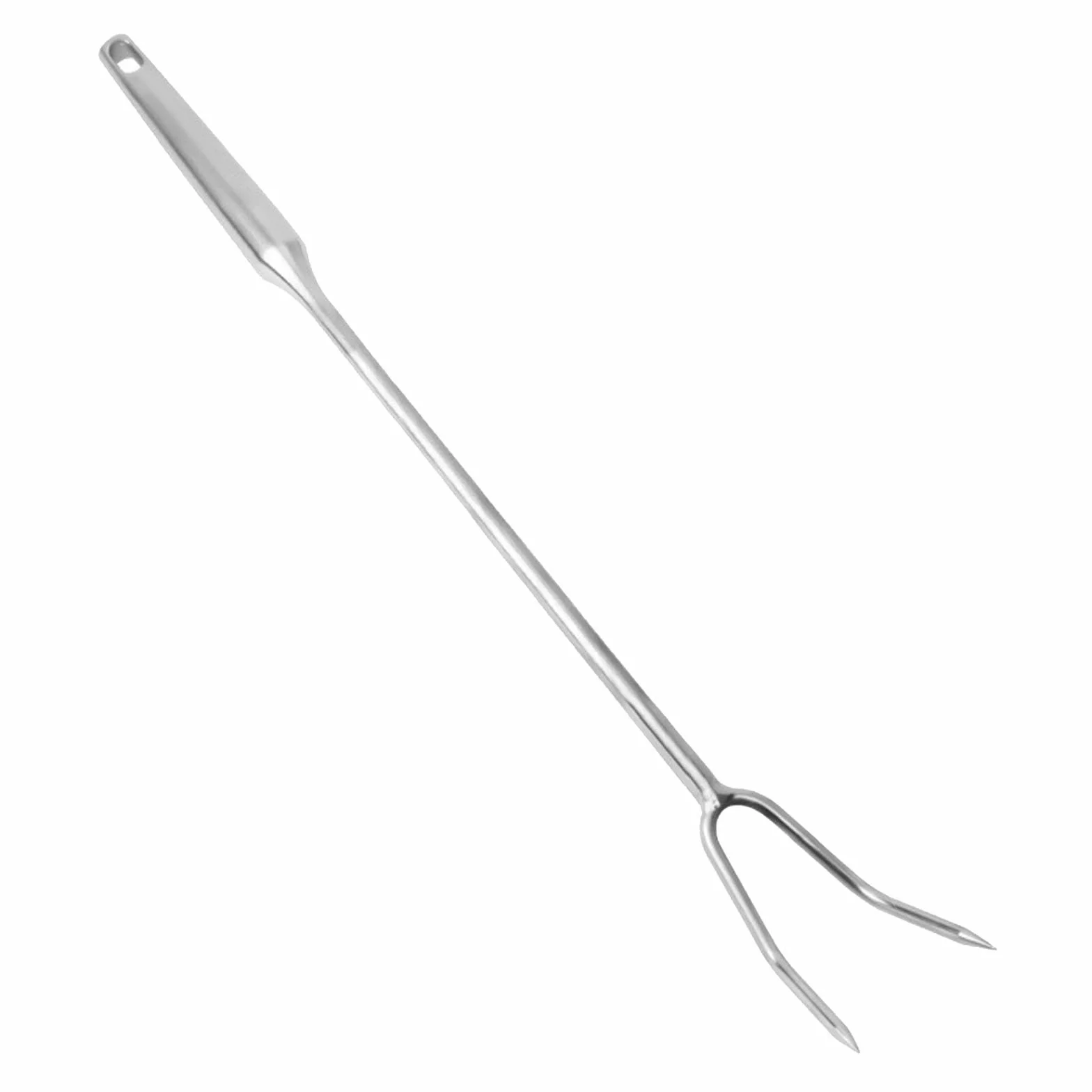 Tenedor para Carne, Herramienta de Acero Inoxidable 304, diseño Funcional de Dos Puntas para cocinar y trinchar, Mango de Acero 50cm